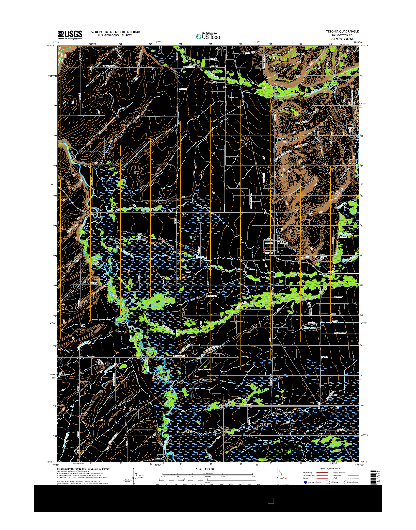 USGS US TOPO 7.5-MINUTE MAP FOR TETONIA, ID 2017