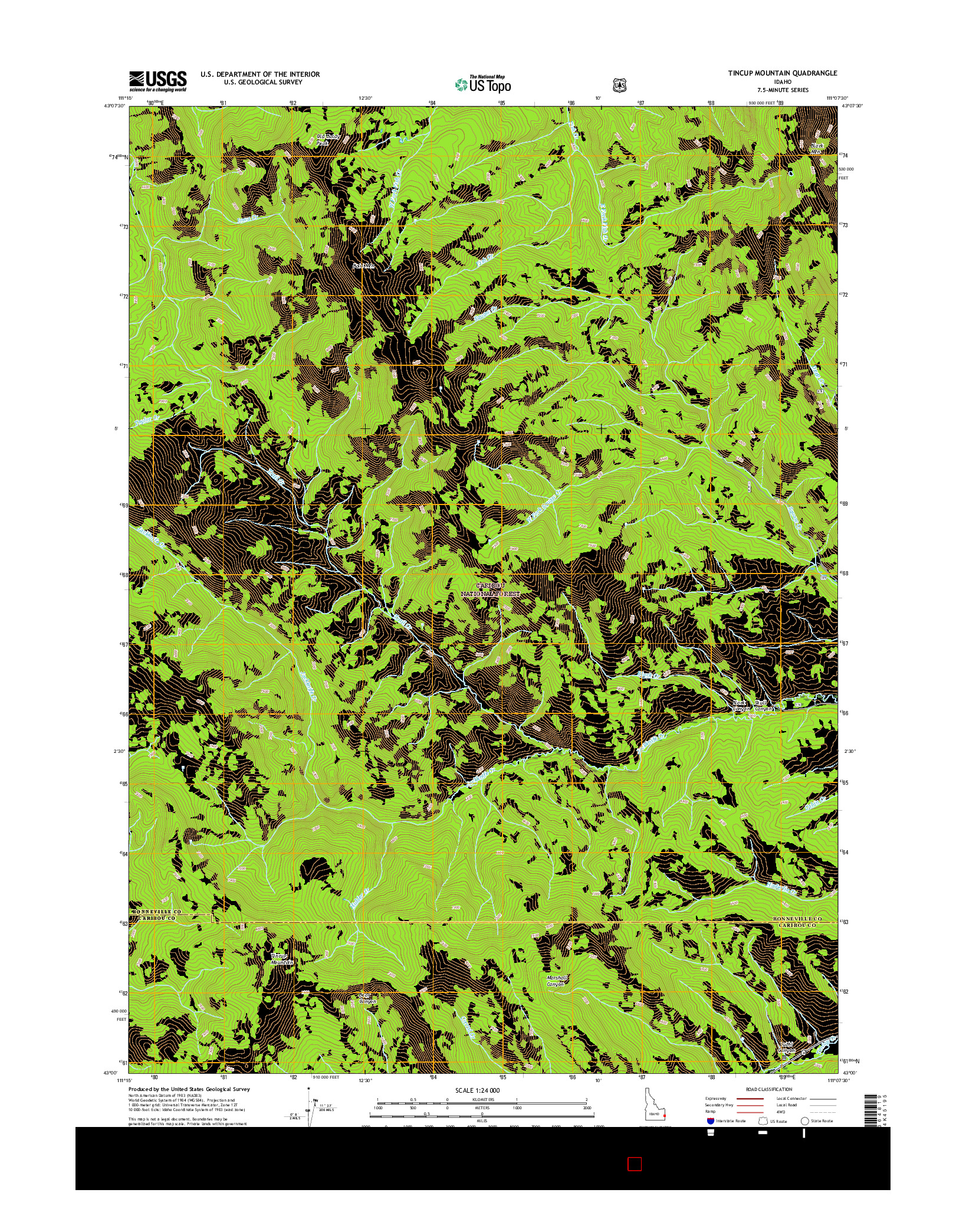 USGS US TOPO 7.5-MINUTE MAP FOR TINCUP MOUNTAIN, ID 2017