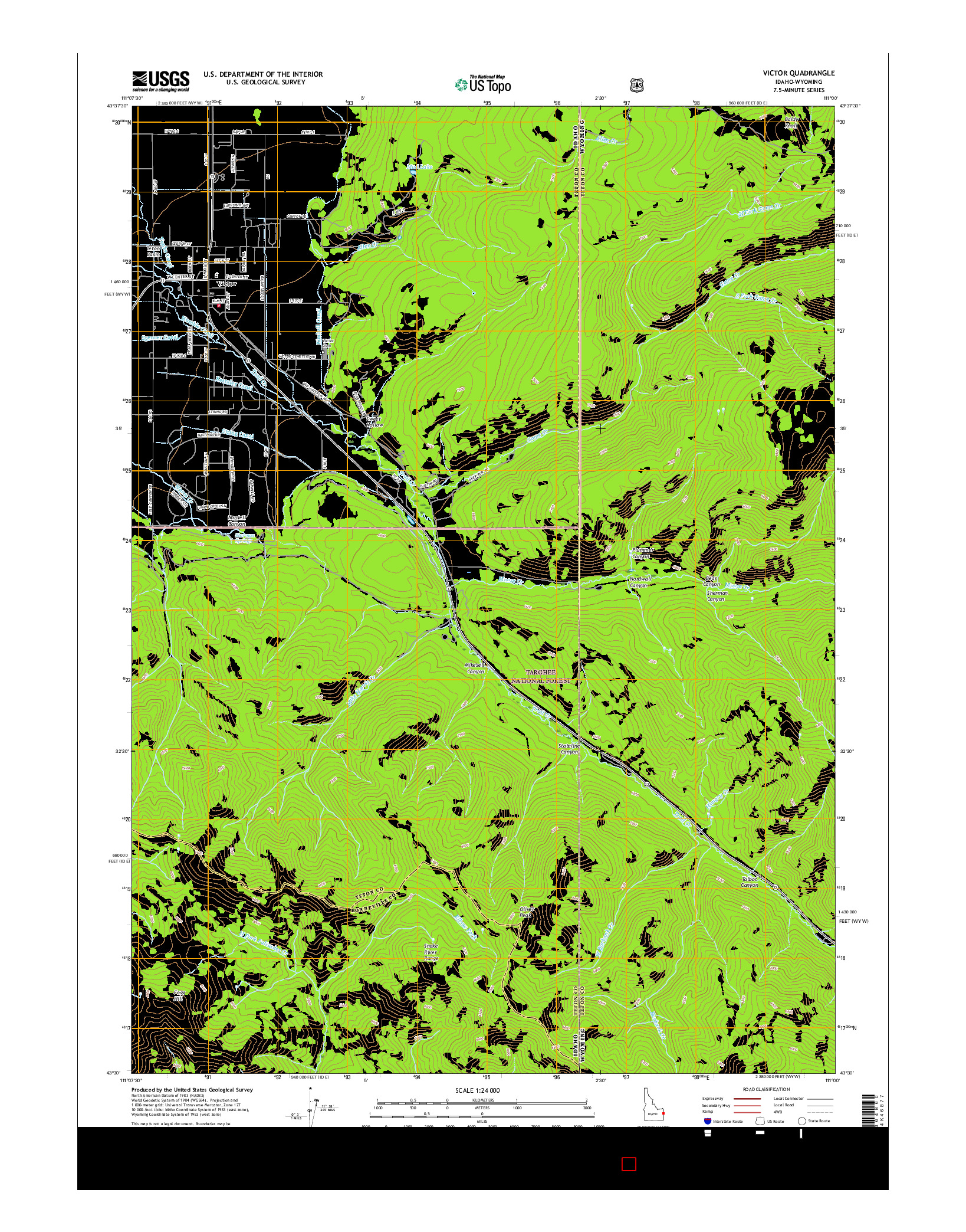 USGS US TOPO 7.5-MINUTE MAP FOR VICTOR, ID-WY 2017