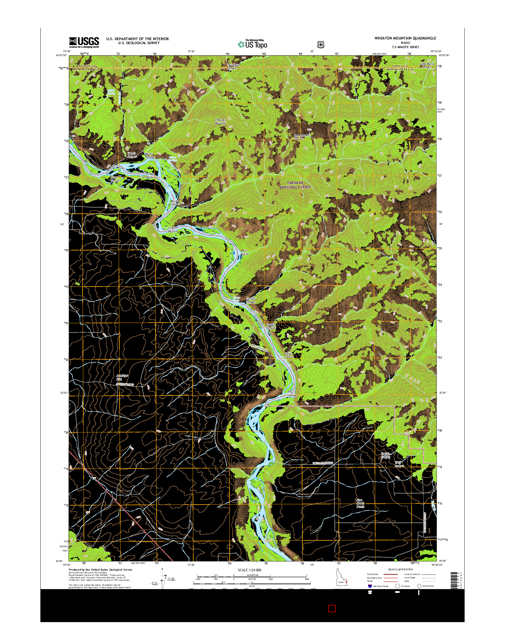 USGS US TOPO 7.5-MINUTE MAP FOR WHEATON MOUNTAIN, ID 2017