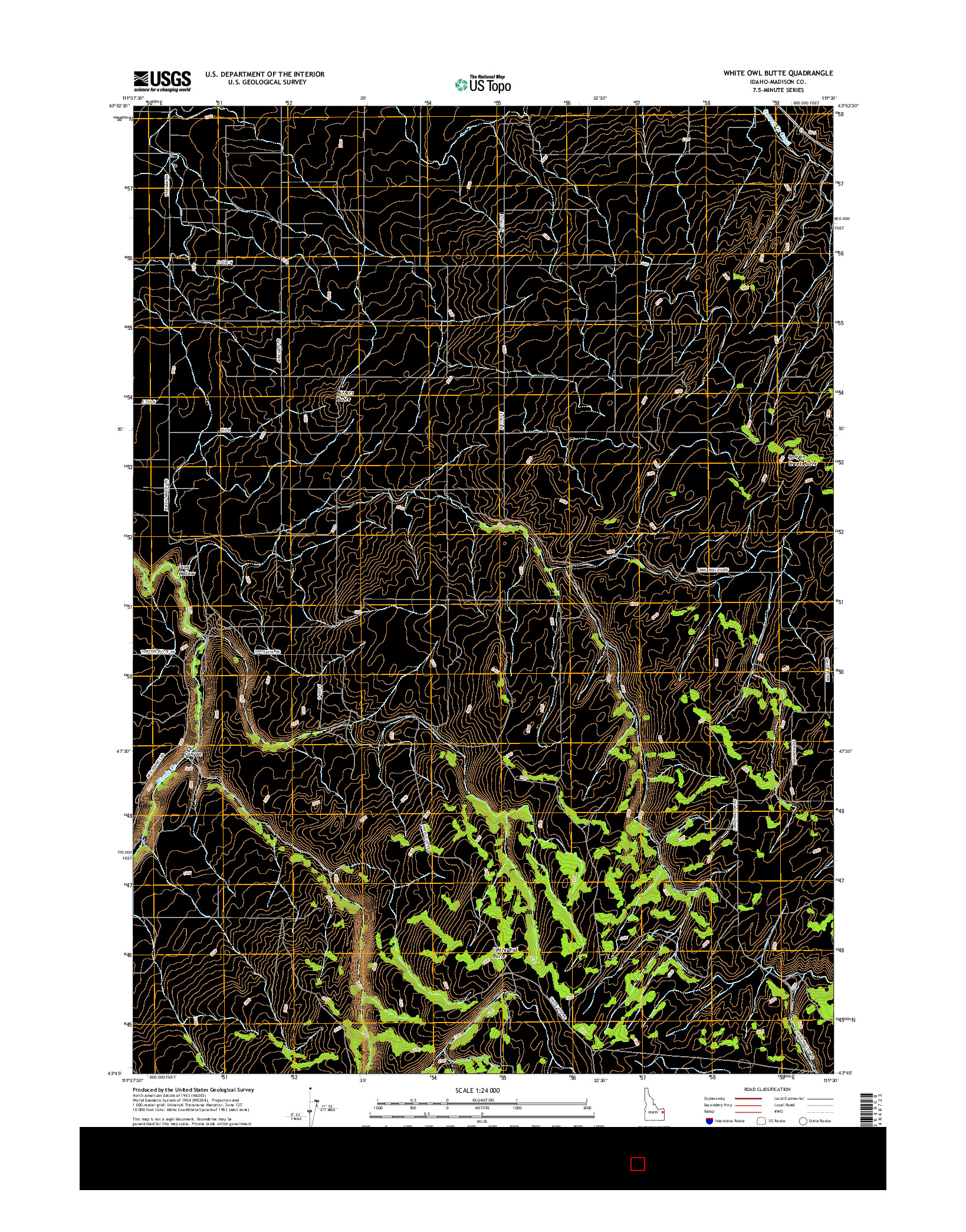 USGS US TOPO 7.5-MINUTE MAP FOR WHITE OWL BUTTE, ID 2017