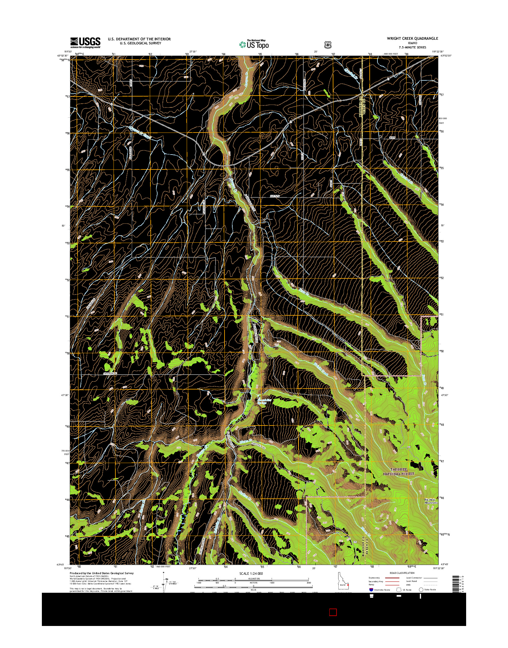 USGS US TOPO 7.5-MINUTE MAP FOR WRIGHT CREEK, ID 2017