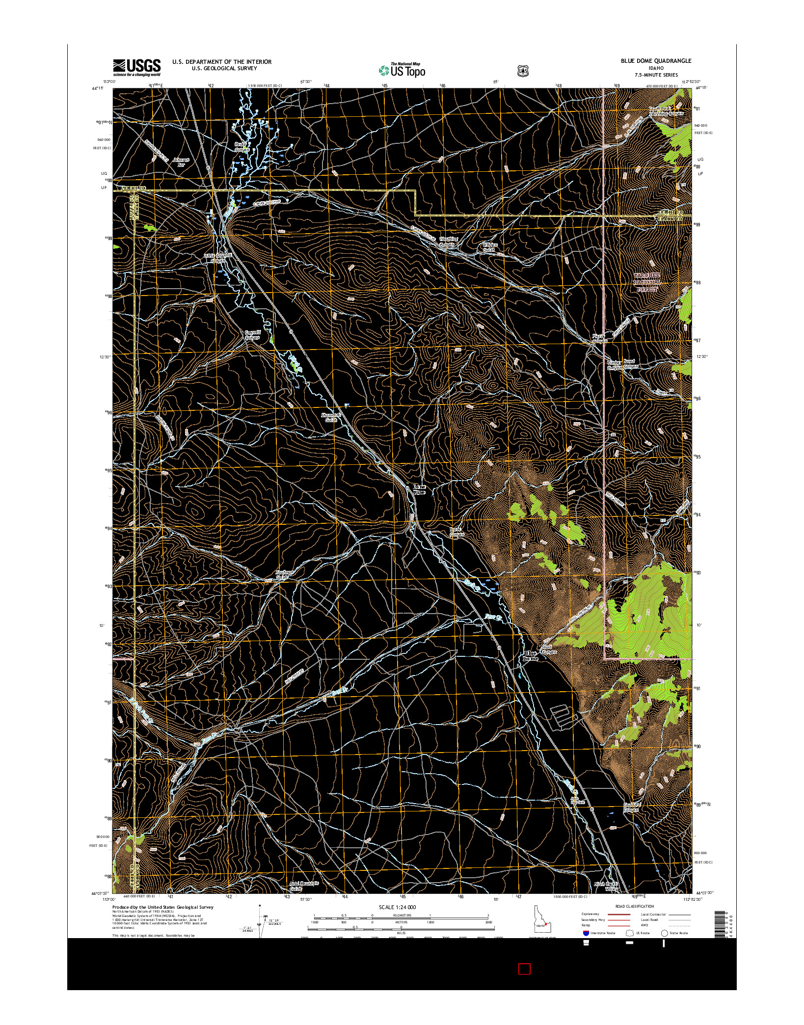 USGS US TOPO 7.5-MINUTE MAP FOR BLUE DOME, ID 2017