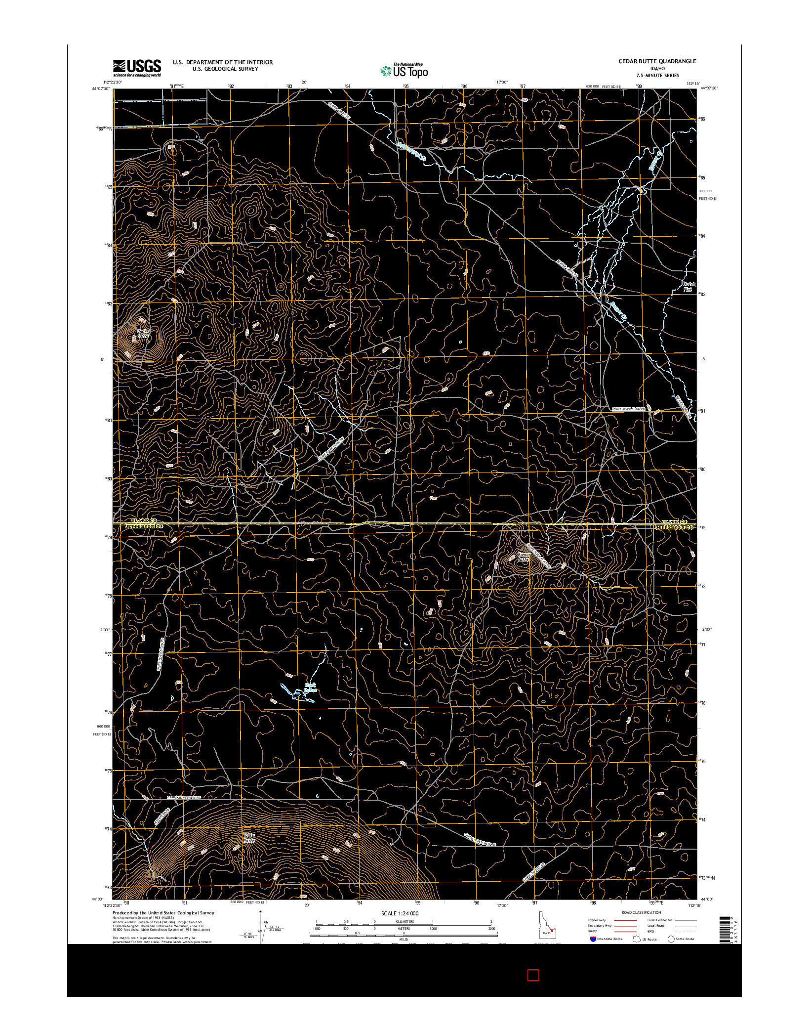 USGS US TOPO 7.5-MINUTE MAP FOR CEDAR BUTTE, ID 2017