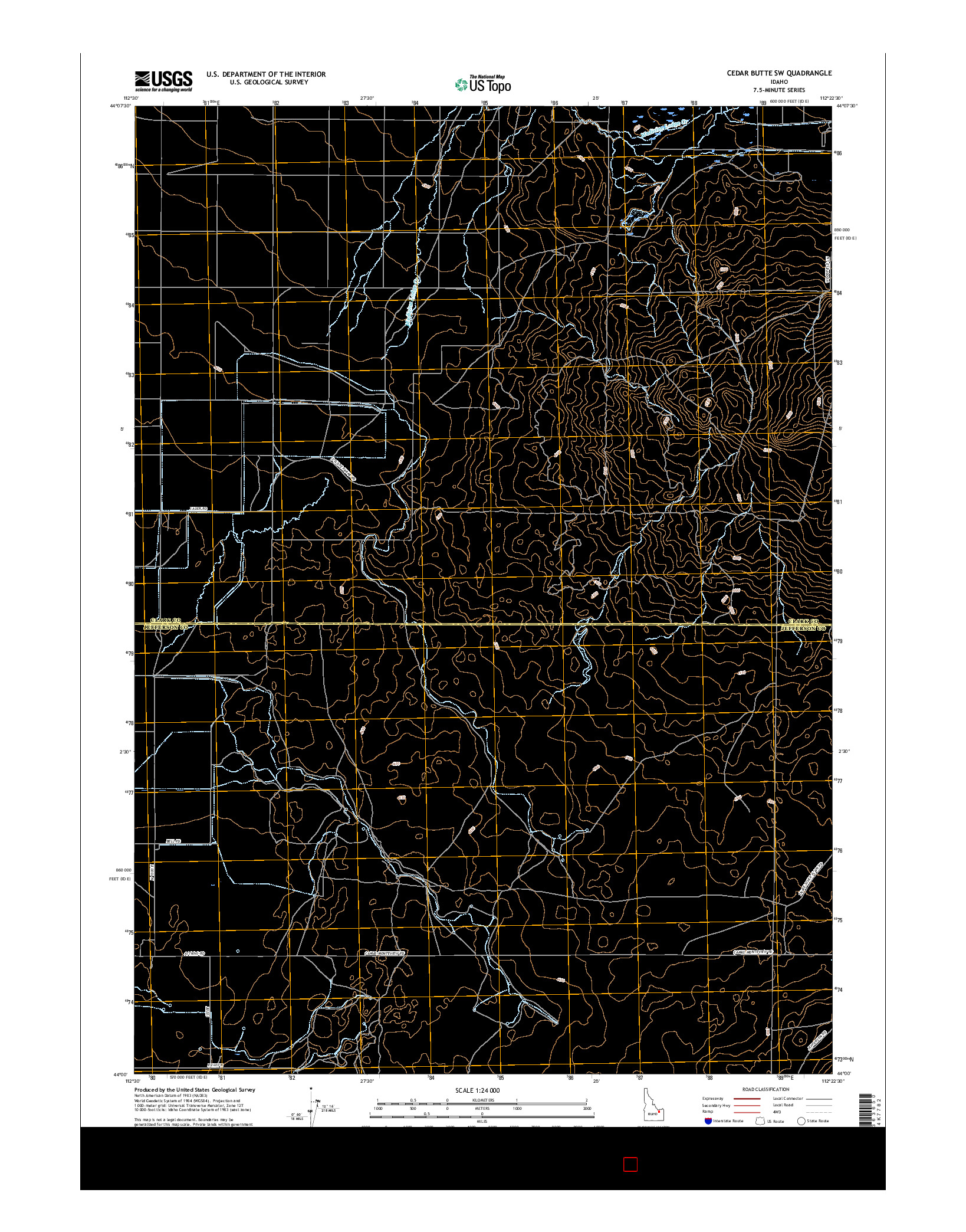 USGS US TOPO 7.5-MINUTE MAP FOR CEDAR BUTTE SW, ID 2017