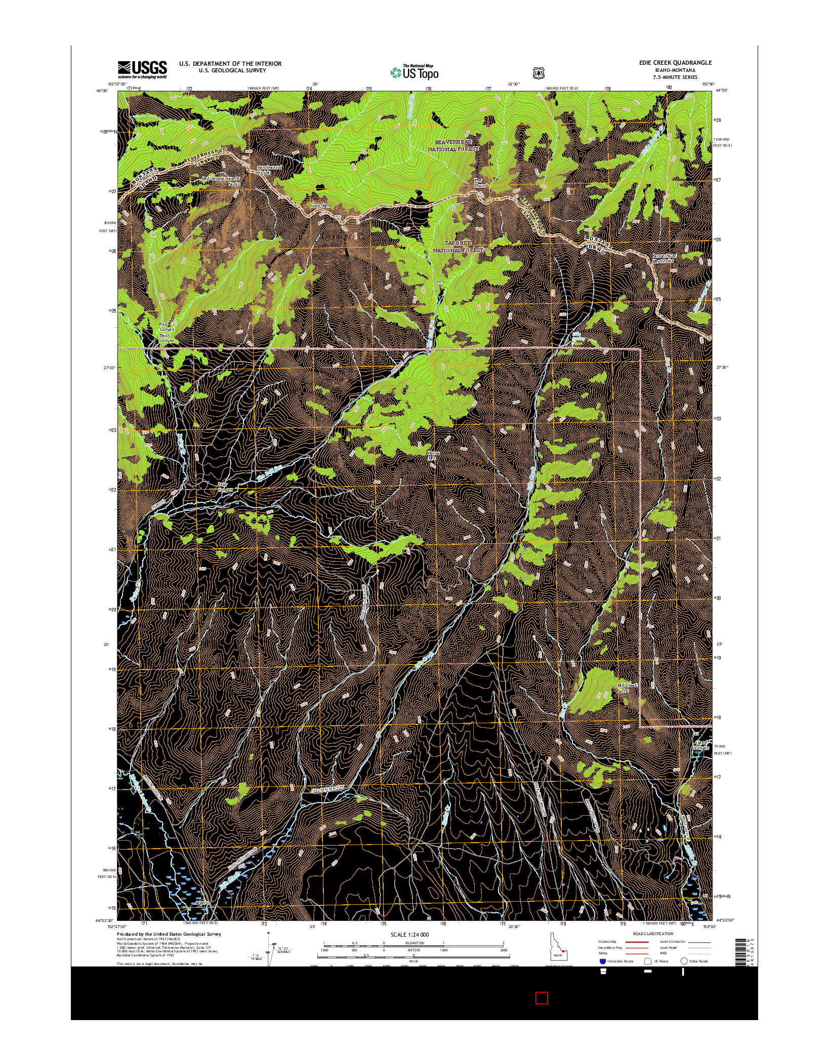 USGS US TOPO 7.5-MINUTE MAP FOR EDIE CREEK, ID-MT 2017