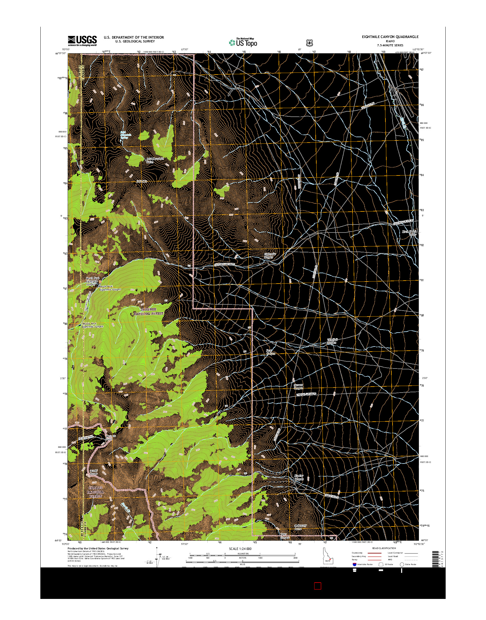 USGS US TOPO 7.5-MINUTE MAP FOR EIGHTMILE CANYON, ID 2017