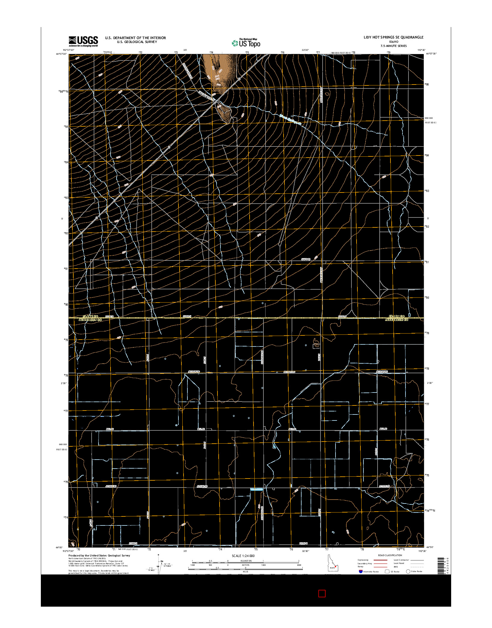 USGS US TOPO 7.5-MINUTE MAP FOR LIDY HOT SPRINGS SE, ID 2017