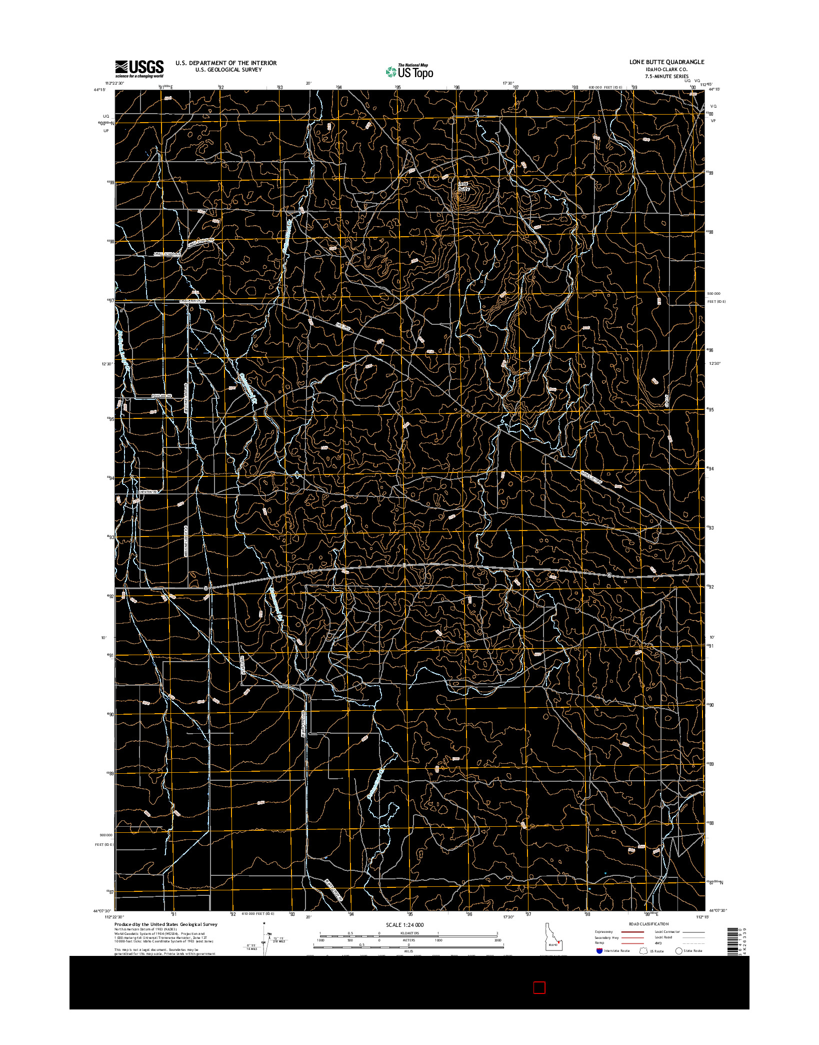 USGS US TOPO 7.5-MINUTE MAP FOR LONE BUTTE, ID 2017