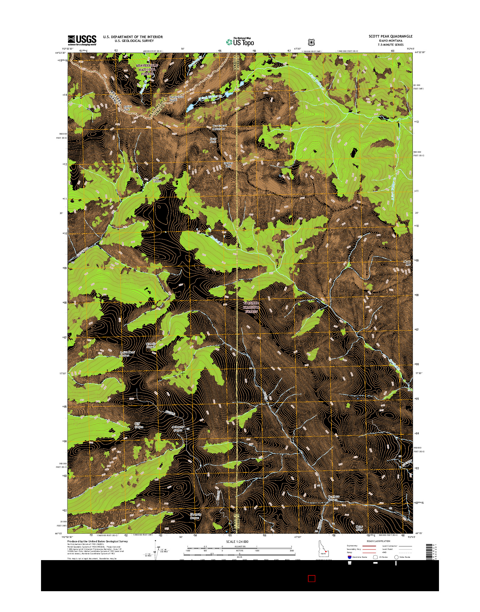 USGS US TOPO 7.5-MINUTE MAP FOR SCOTT PEAK, ID-MT 2017