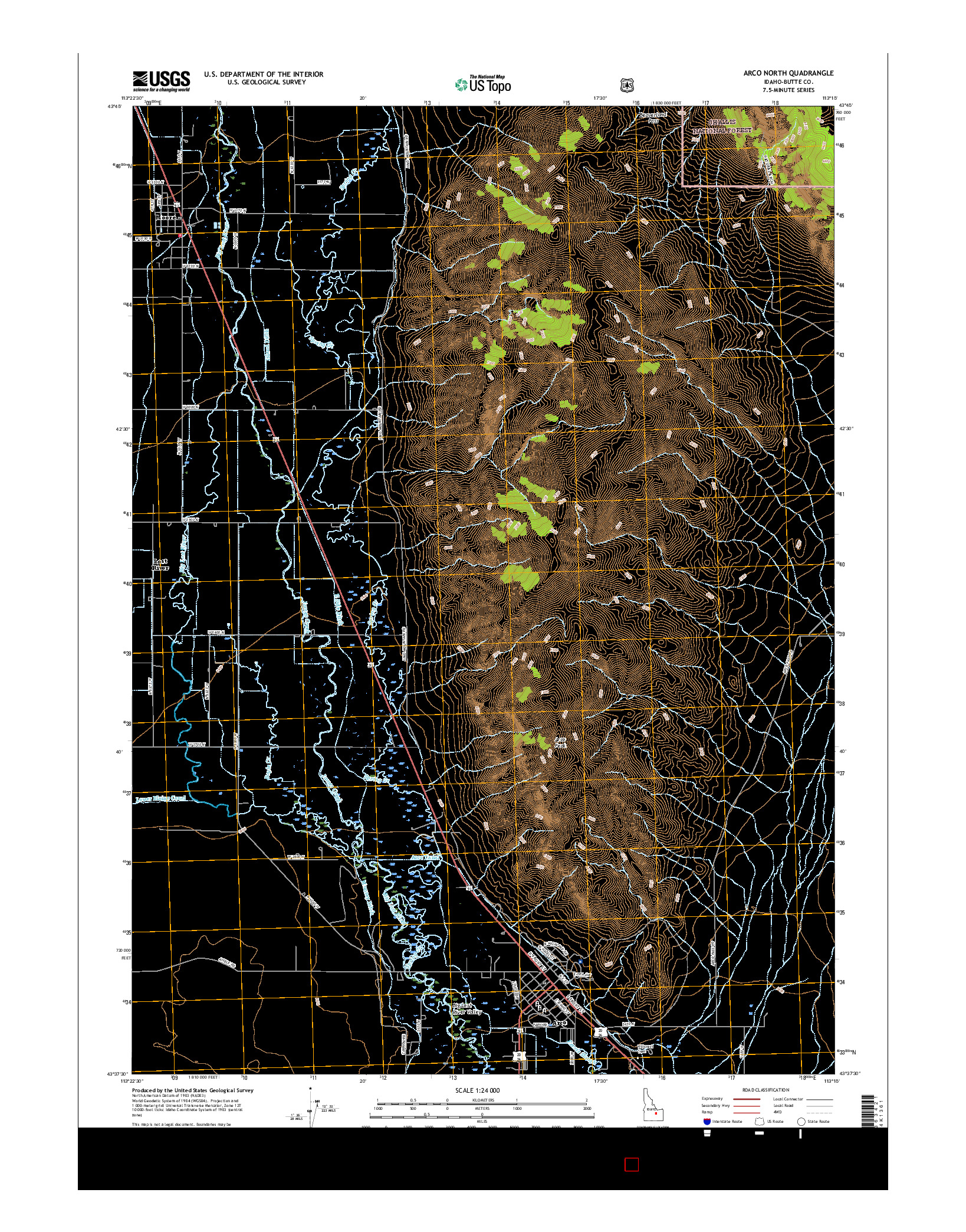 USGS US TOPO 7.5-MINUTE MAP FOR ARCO NORTH, ID 2017