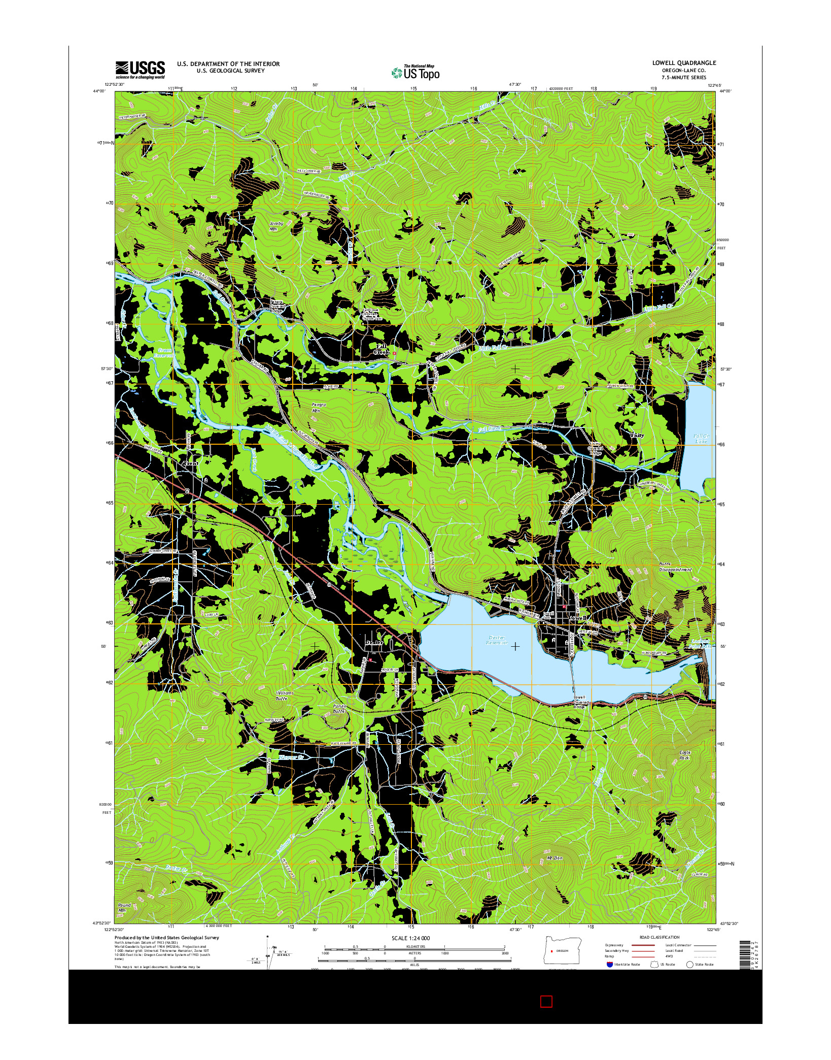 USGS US TOPO 7.5-MINUTE MAP FOR LOWELL, OR 2017