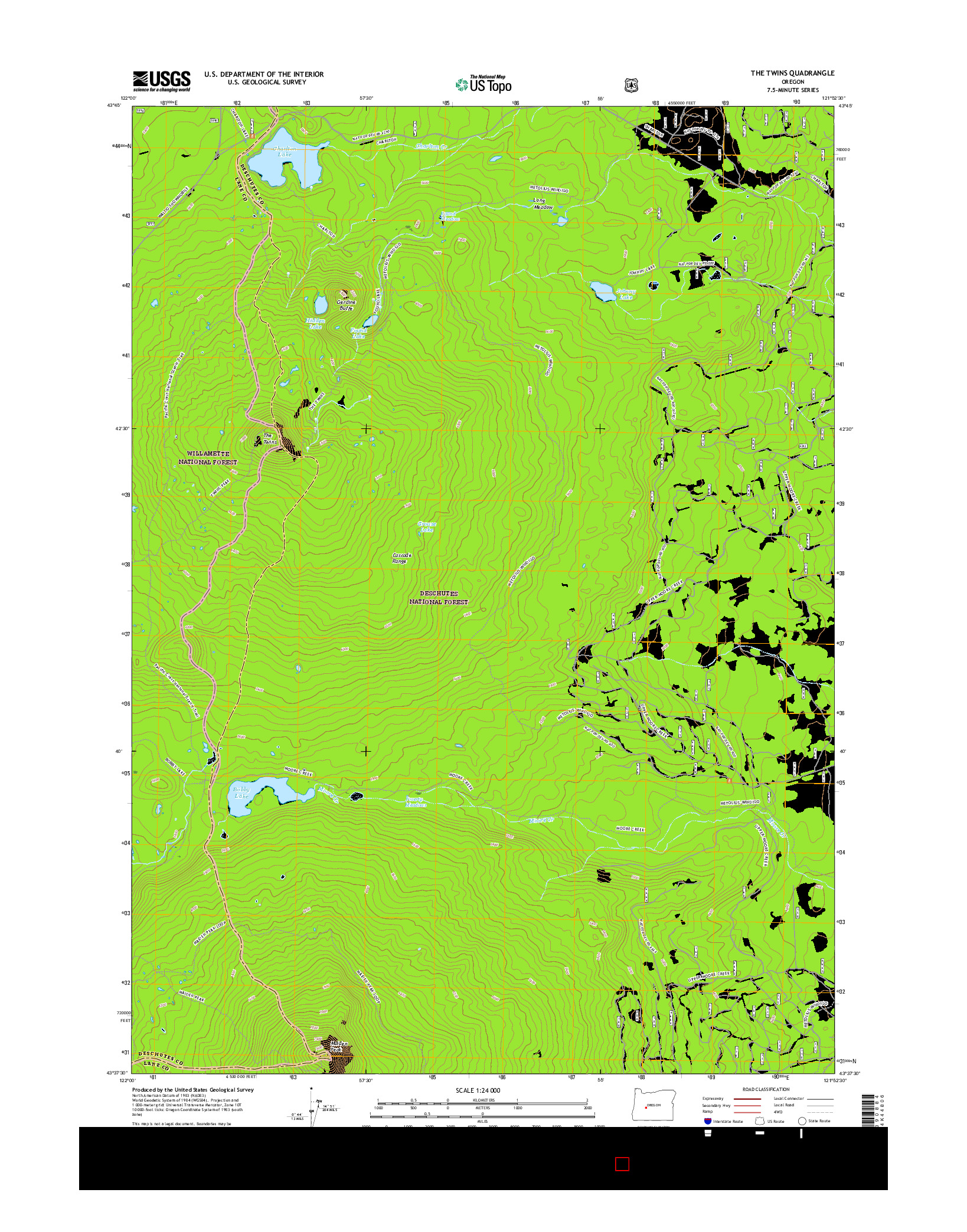 USGS US TOPO 7.5-MINUTE MAP FOR THE TWINS, OR 2017