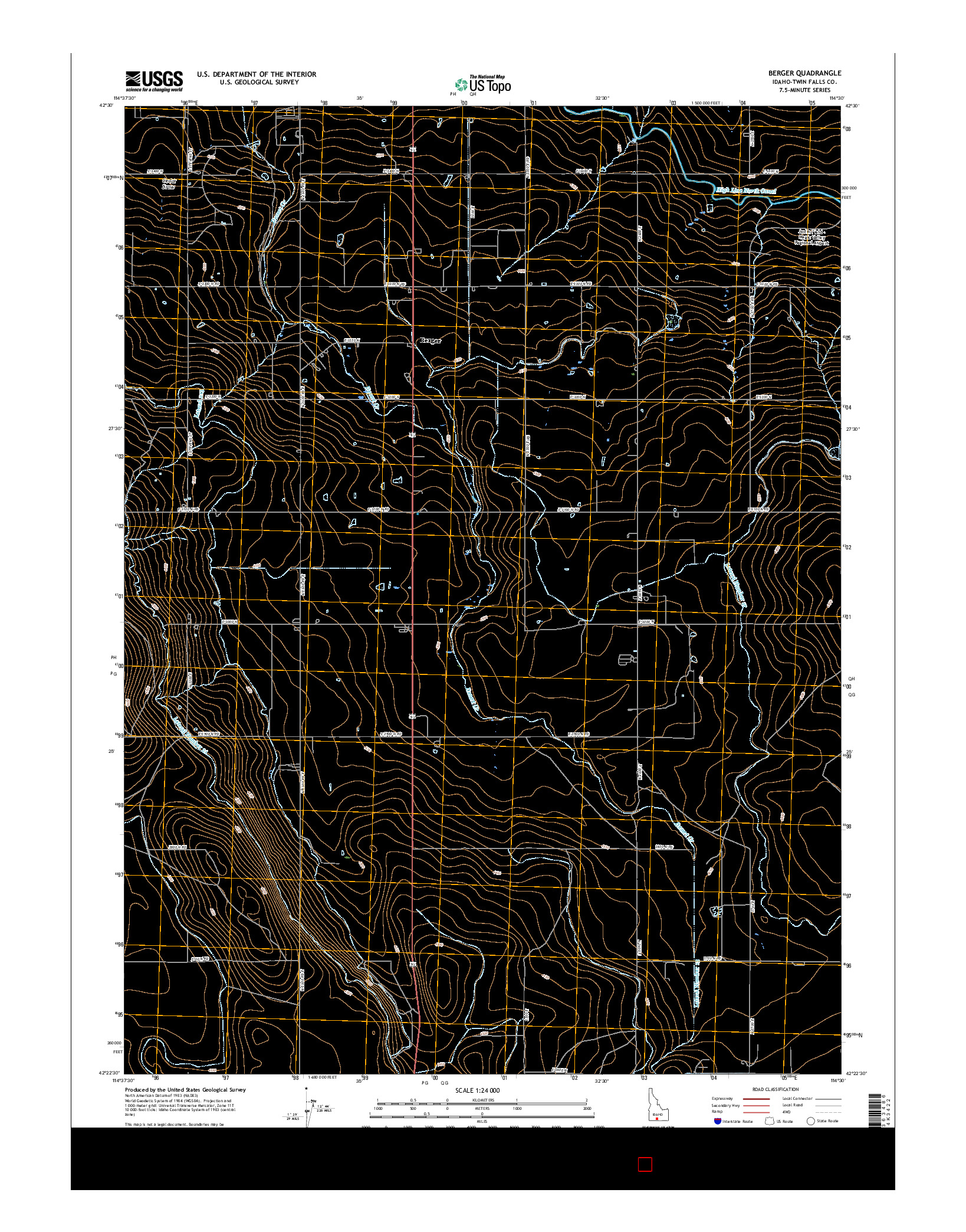 USGS US TOPO 7.5-MINUTE MAP FOR BERGER, ID 2017