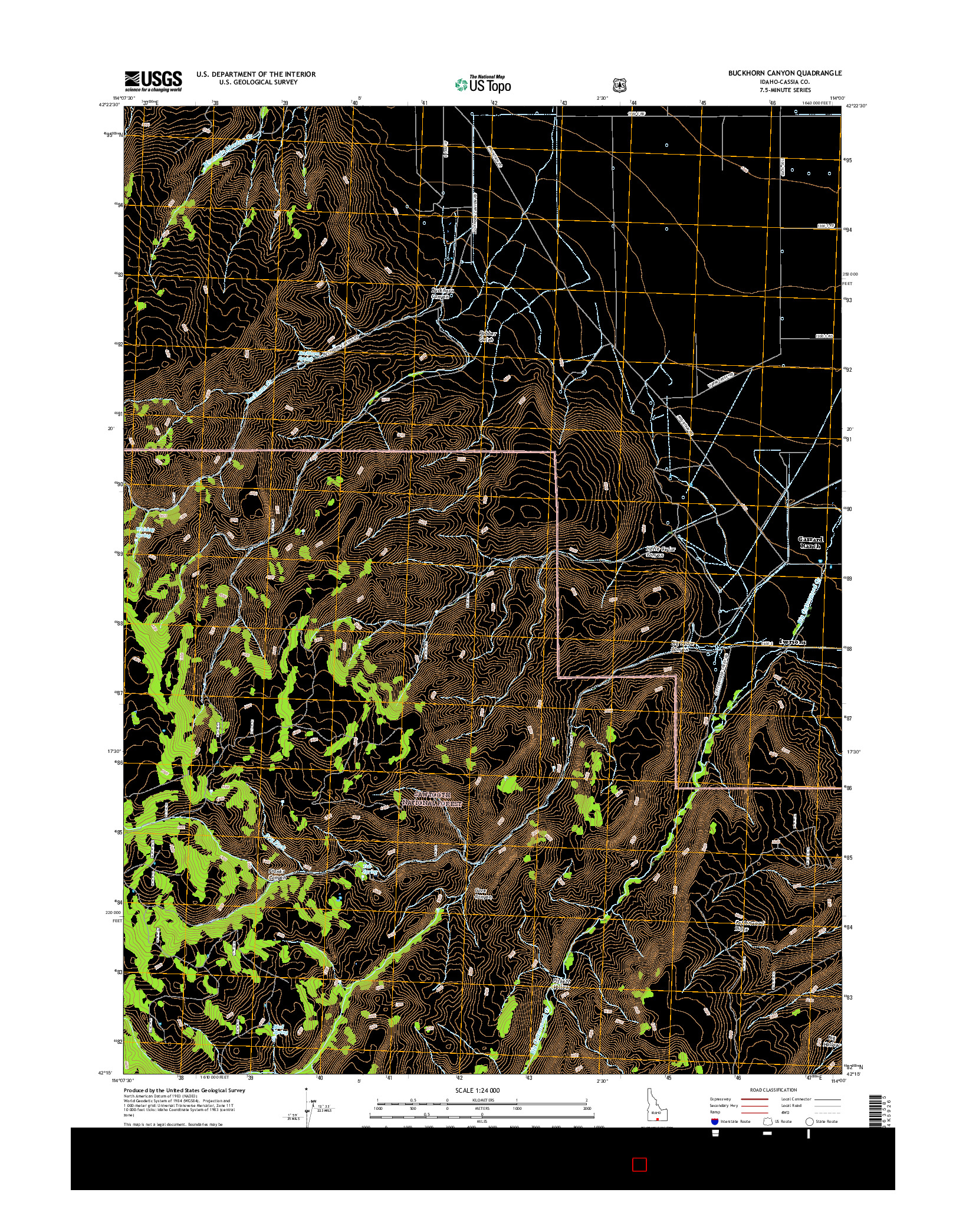 USGS US TOPO 7.5-MINUTE MAP FOR BUCKHORN CANYON, ID 2017