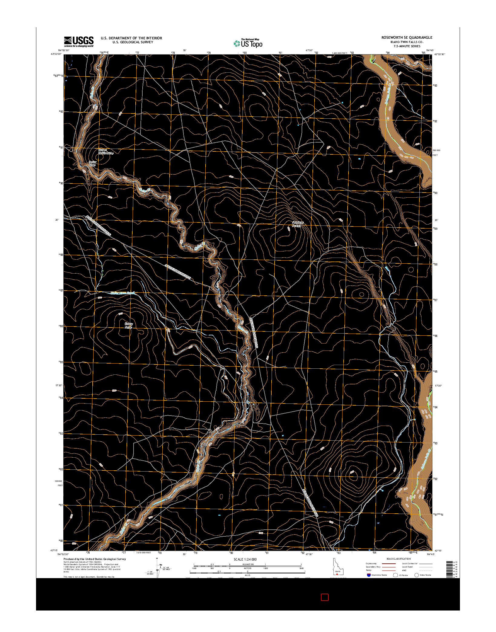 USGS US TOPO 7.5-MINUTE MAP FOR ROSEWORTH SE, ID 2017