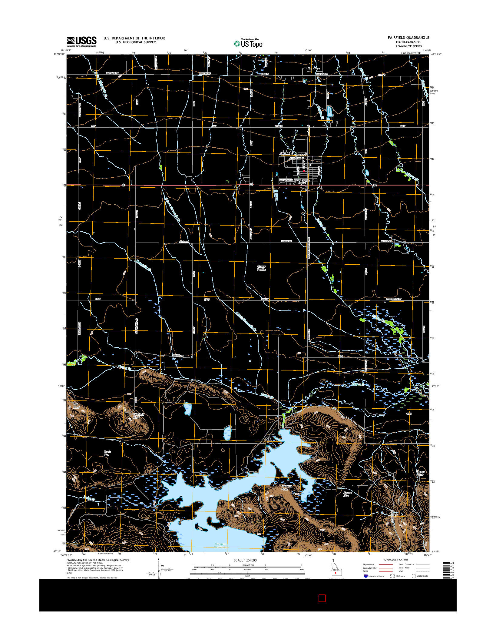 USGS US TOPO 7.5-MINUTE MAP FOR FAIRFIELD, ID 2017