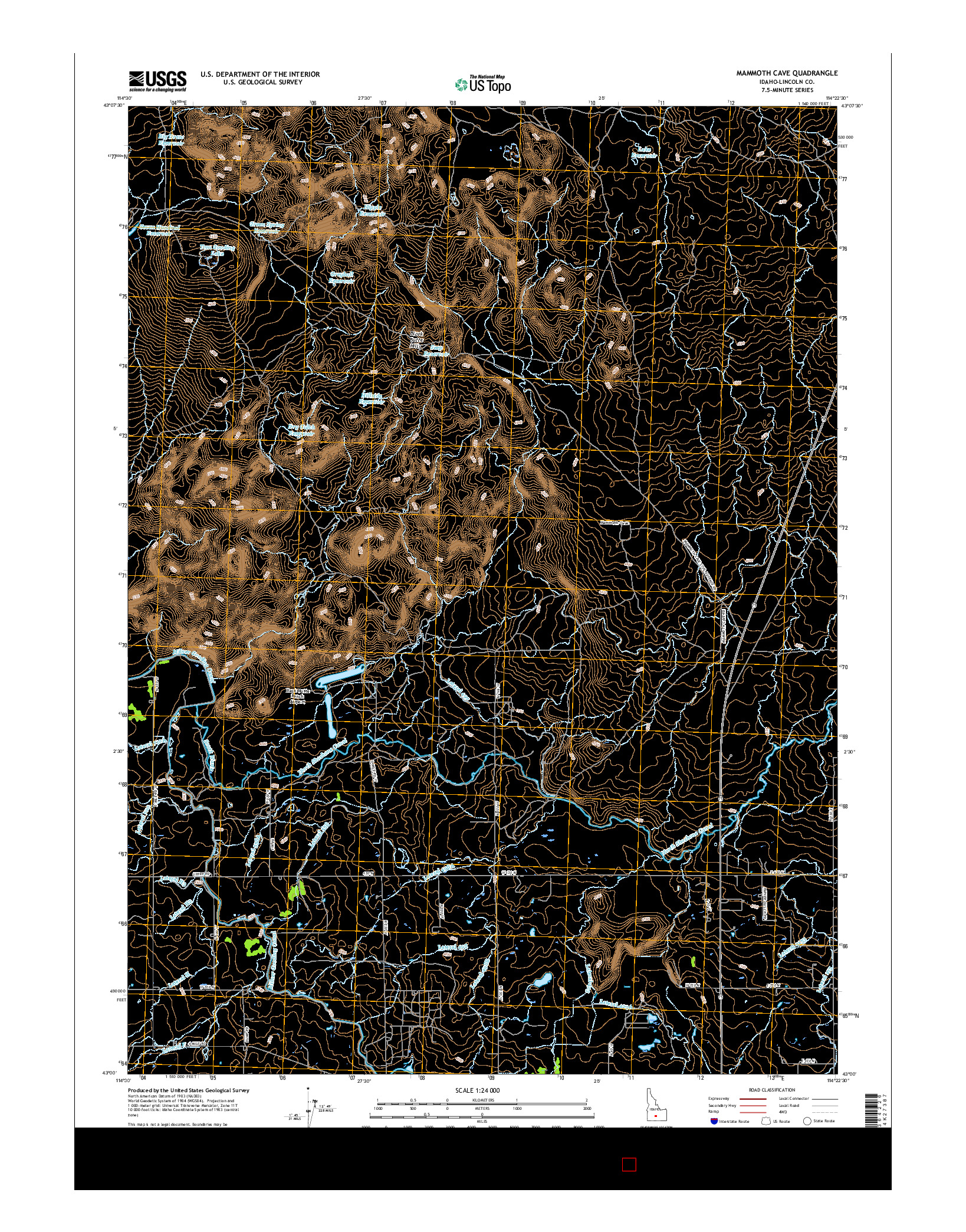 USGS US TOPO 7.5-MINUTE MAP FOR MAMMOTH CAVE, ID 2017