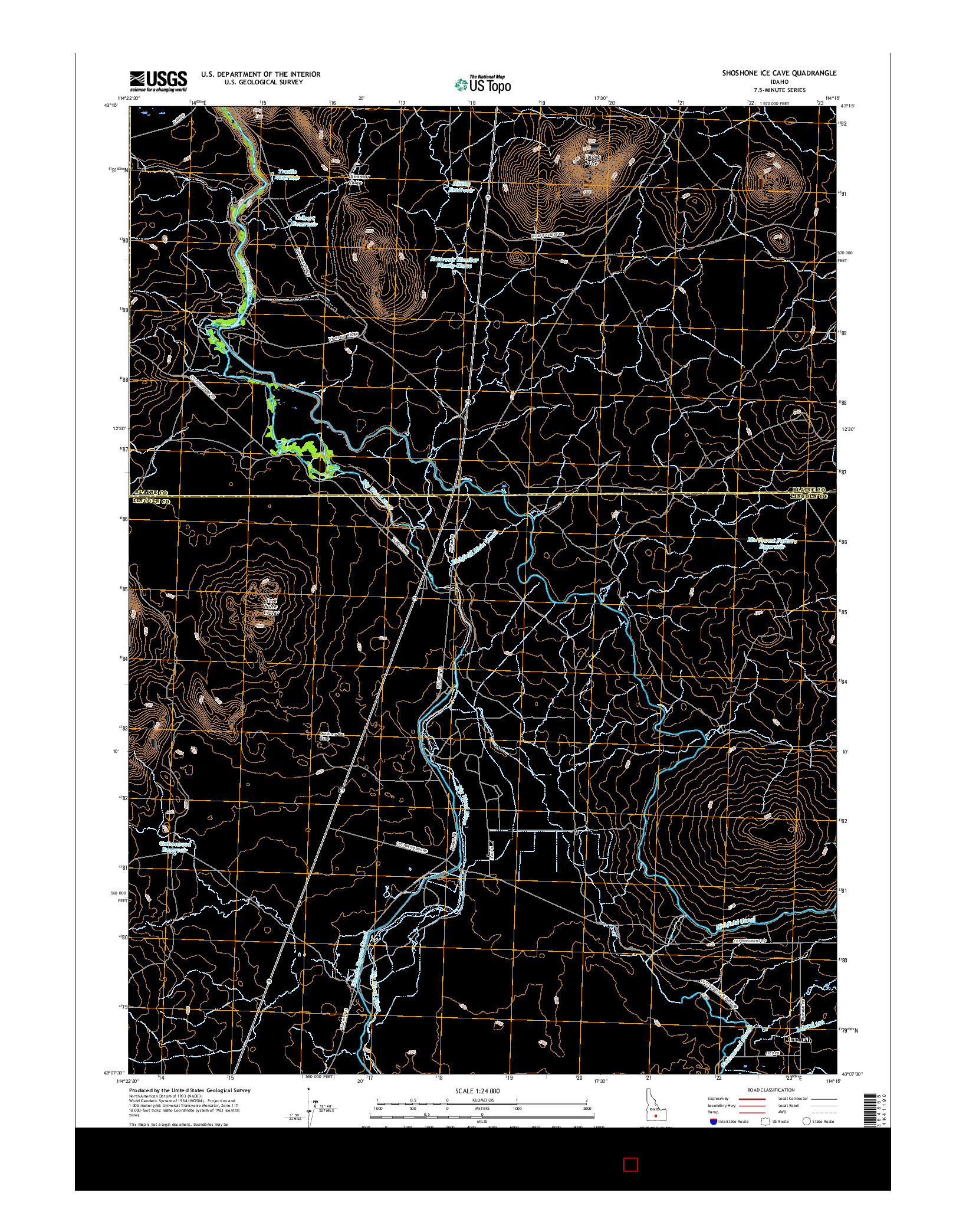 USGS US TOPO 7.5-MINUTE MAP FOR SHOSHONE ICE CAVE, ID 2017