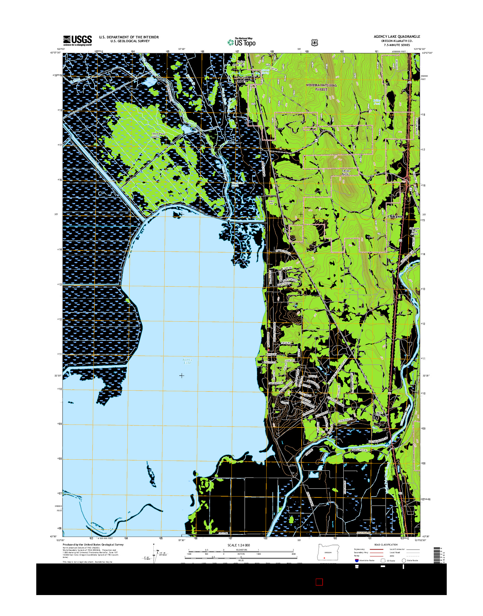 USGS US TOPO 7.5-MINUTE MAP FOR AGENCY LAKE, OR 2017