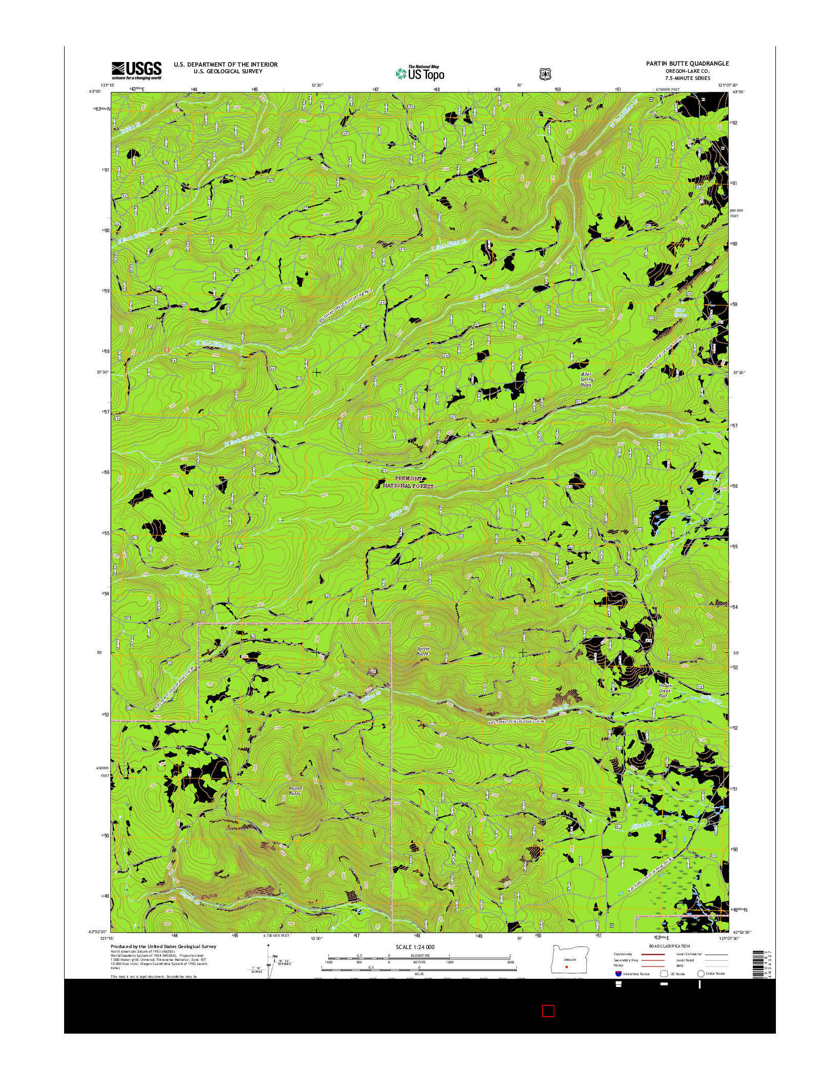 USGS US TOPO 7.5-MINUTE MAP FOR PARTIN BUTTE, OR 2017