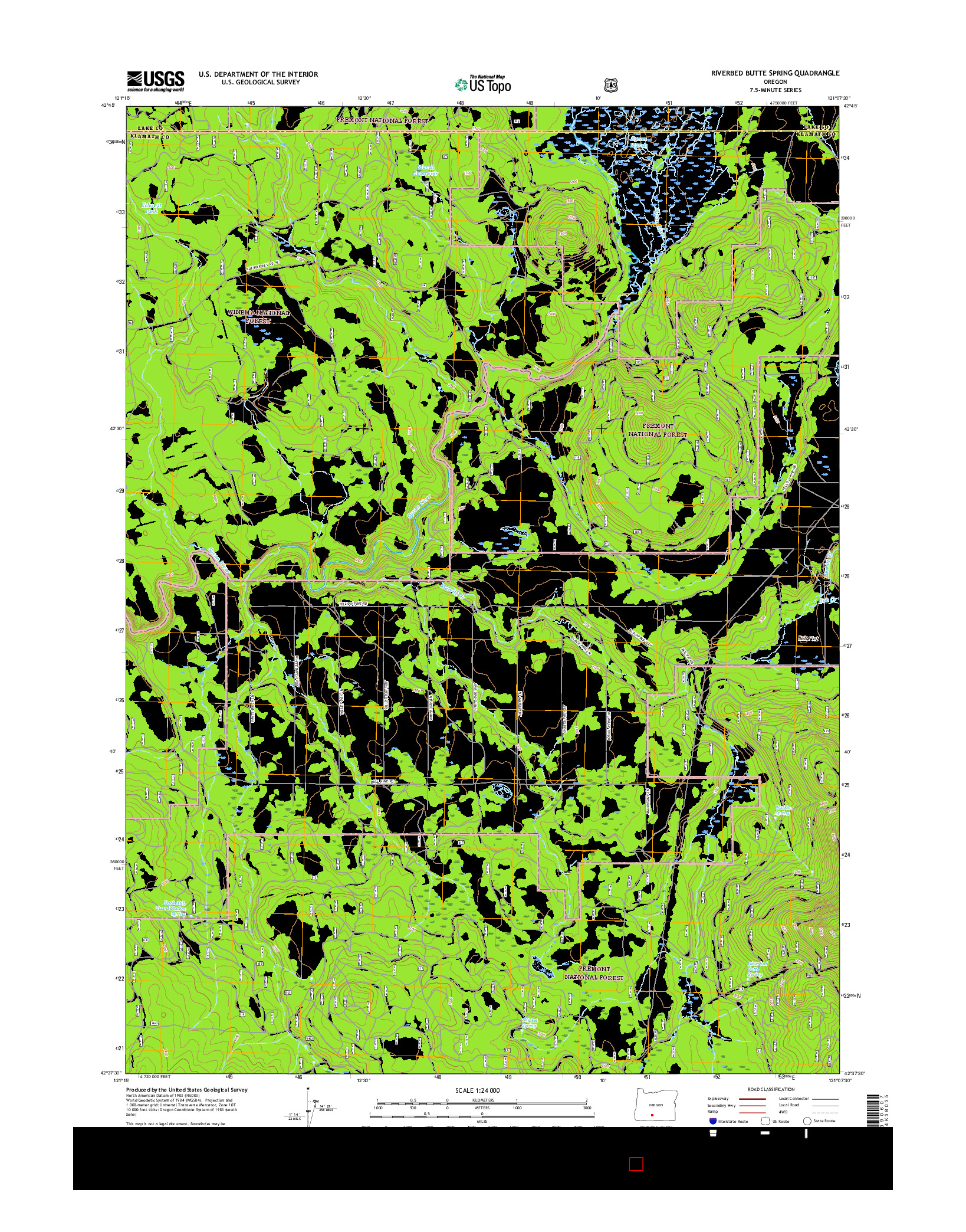 USGS US TOPO 7.5-MINUTE MAP FOR RIVERBED BUTTE SPRING, OR 2017