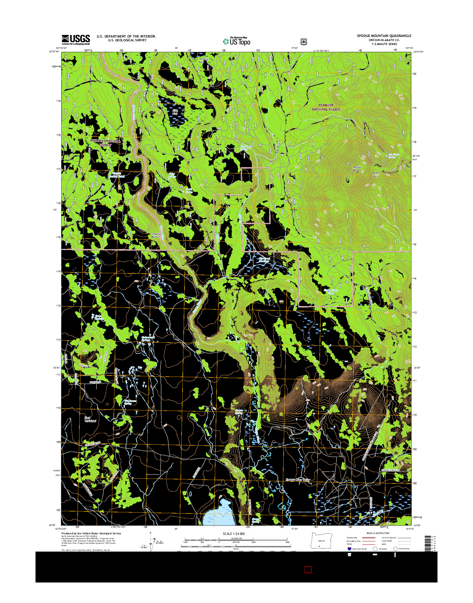 USGS US TOPO 7.5-MINUTE MAP FOR SPODUE MOUNTAIN, OR 2017