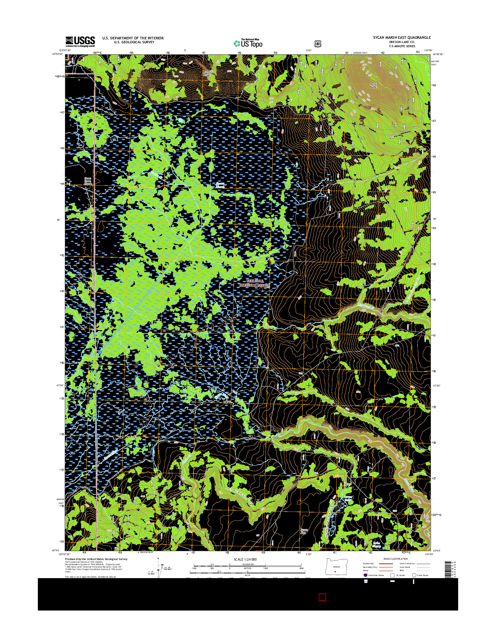 USGS US TOPO 7.5-MINUTE MAP FOR SYCAN MARSH EAST, OR 2017