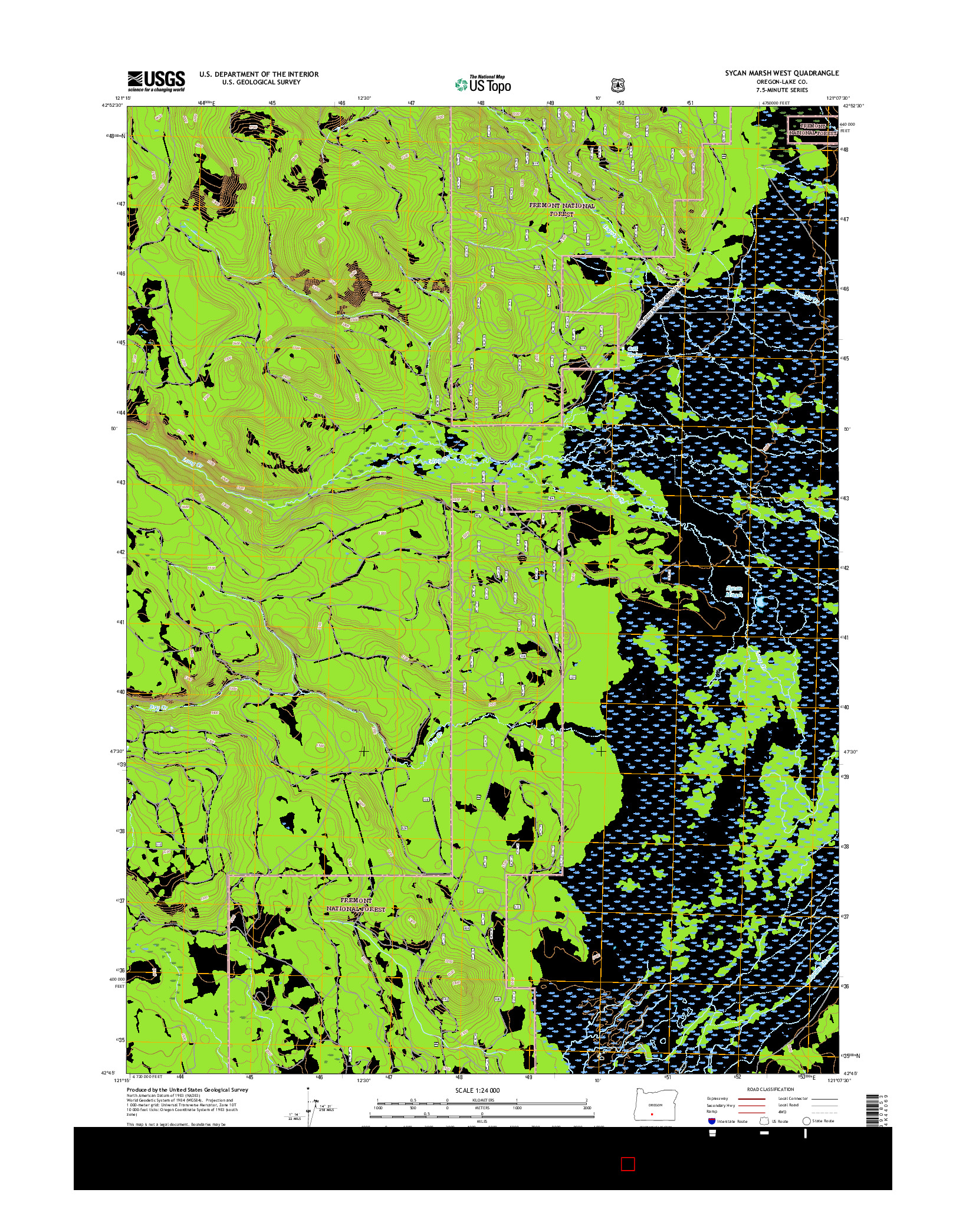 USGS US TOPO 7.5-MINUTE MAP FOR SYCAN MARSH WEST, OR 2017