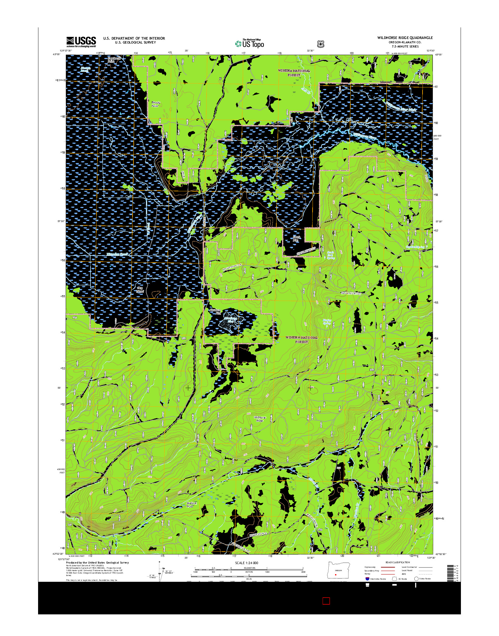 USGS US TOPO 7.5-MINUTE MAP FOR WILDHORSE RIDGE, OR 2017