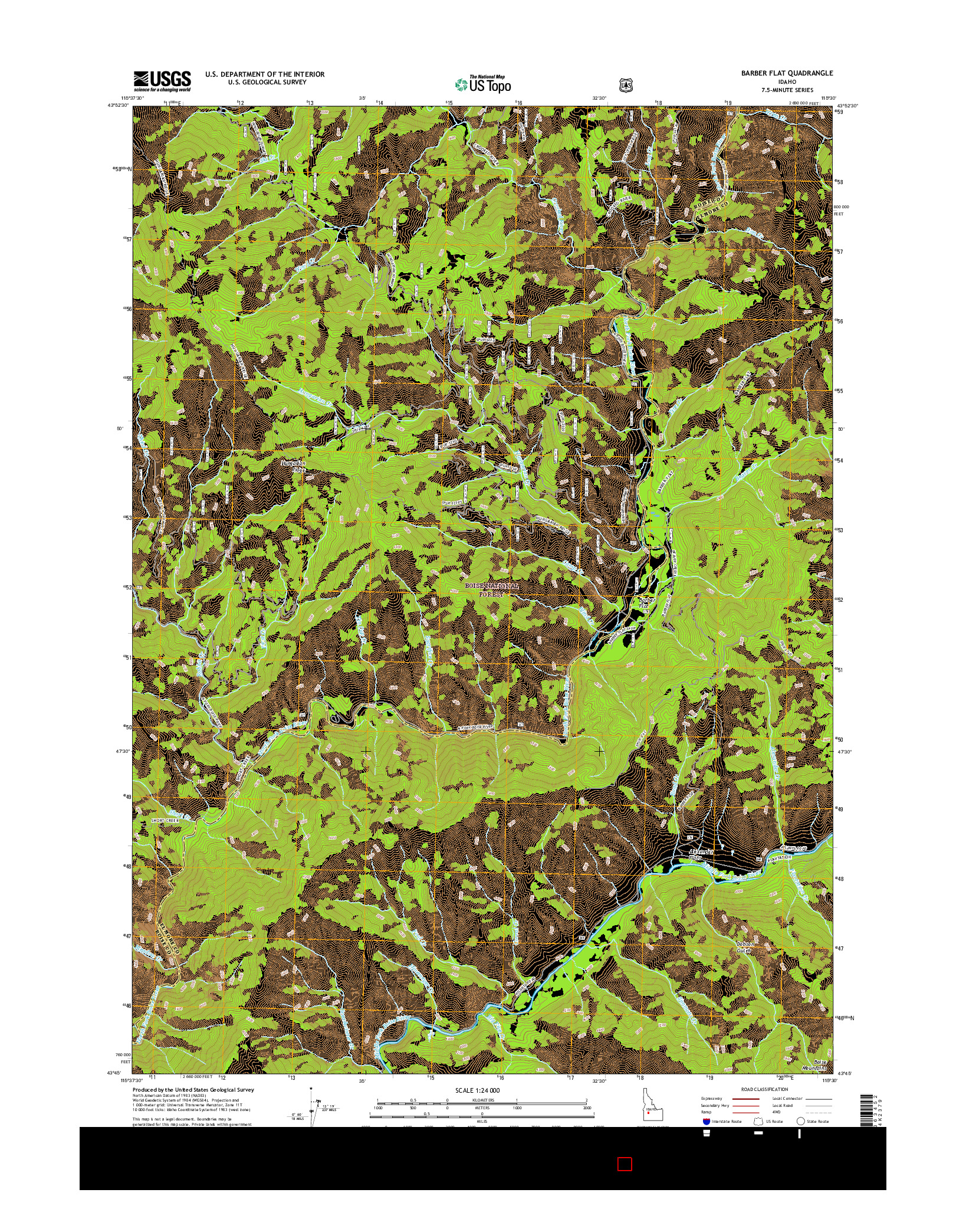 USGS US TOPO 7.5-MINUTE MAP FOR BARBER FLAT, ID 2017