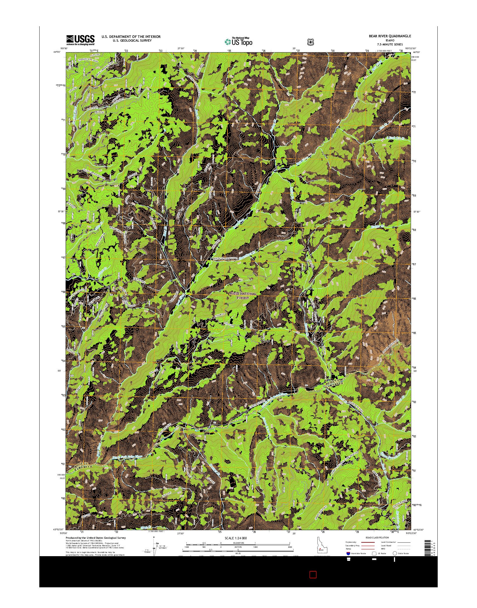 USGS US TOPO 7.5-MINUTE MAP FOR BEAR RIVER, ID 2017