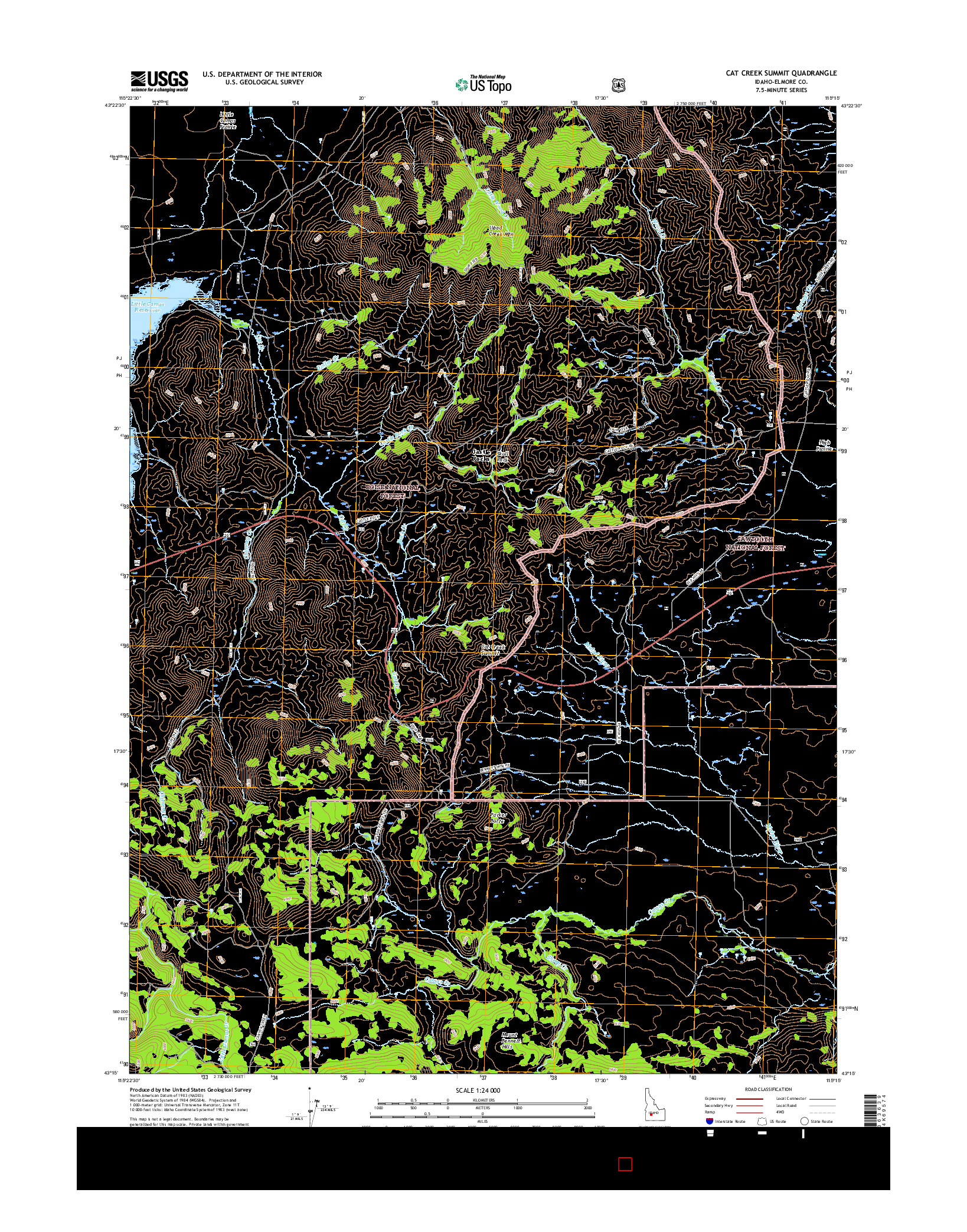 USGS US TOPO 7.5-MINUTE MAP FOR CAT CREEK SUMMIT, ID 2017
