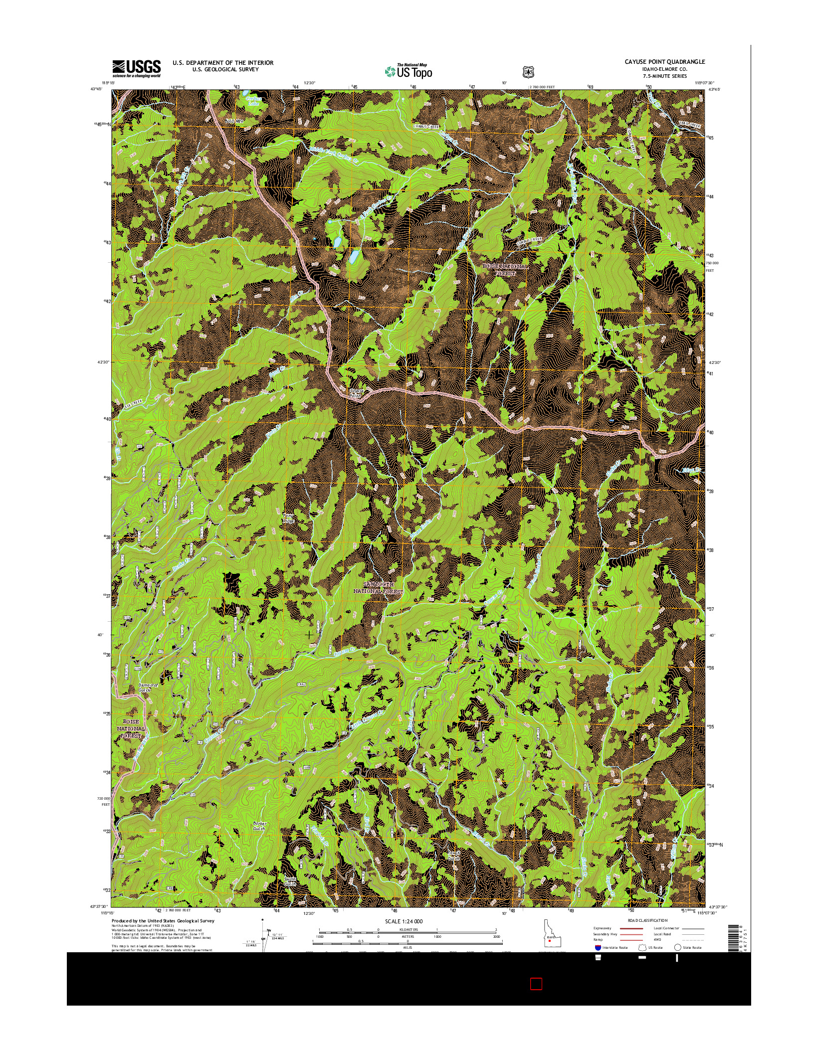 USGS US TOPO 7.5-MINUTE MAP FOR CAYUSE POINT, ID 2017