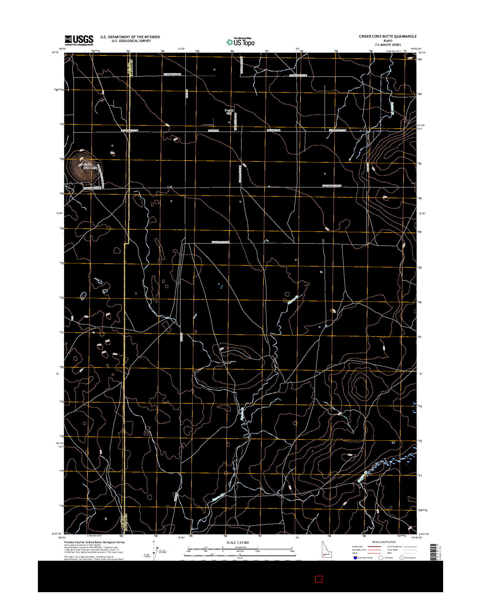 USGS US TOPO 7.5-MINUTE MAP FOR CINDER CONE BUTTE, ID 2017