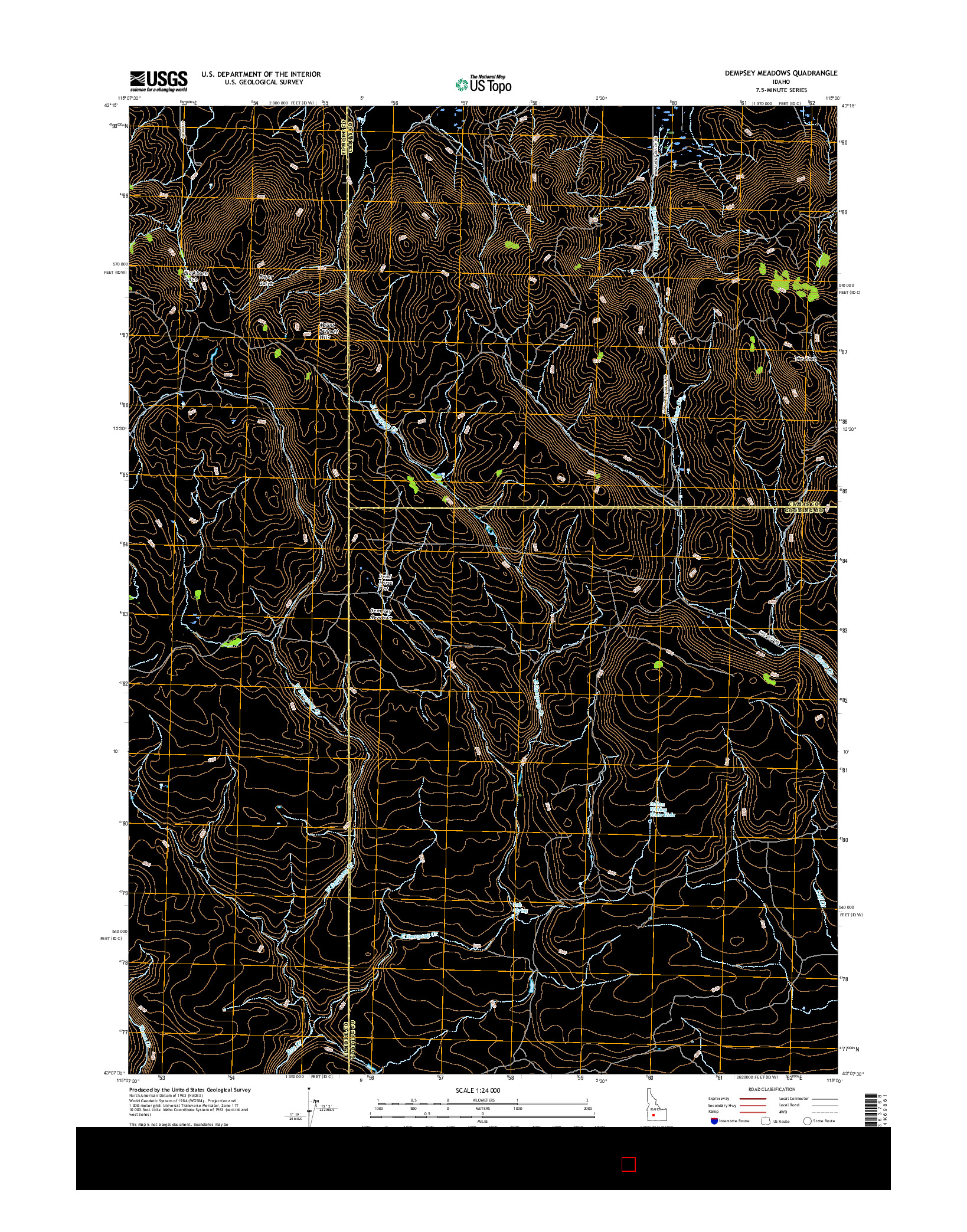 USGS US TOPO 7.5-MINUTE MAP FOR DEMPSEY MEADOWS, ID 2017