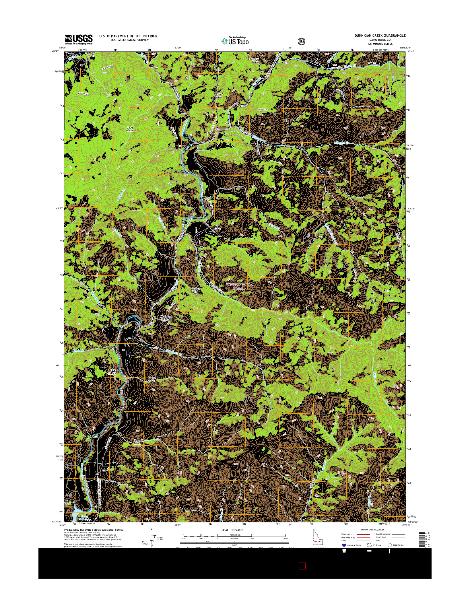 USGS US TOPO 7.5-MINUTE MAP FOR DUNNIGAN CREEK, ID 2017