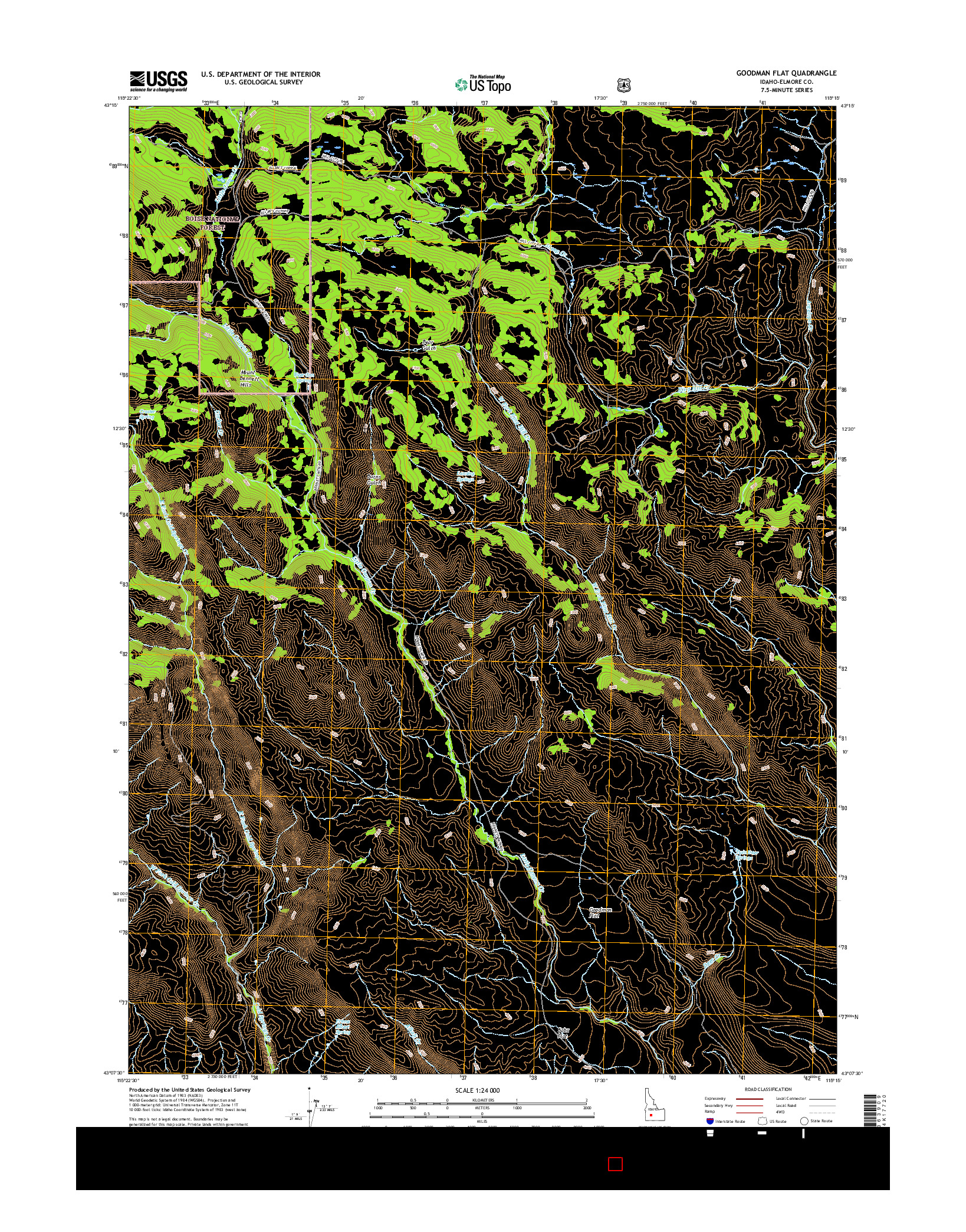 USGS US TOPO 7.5-MINUTE MAP FOR GOODMAN FLAT, ID 2017