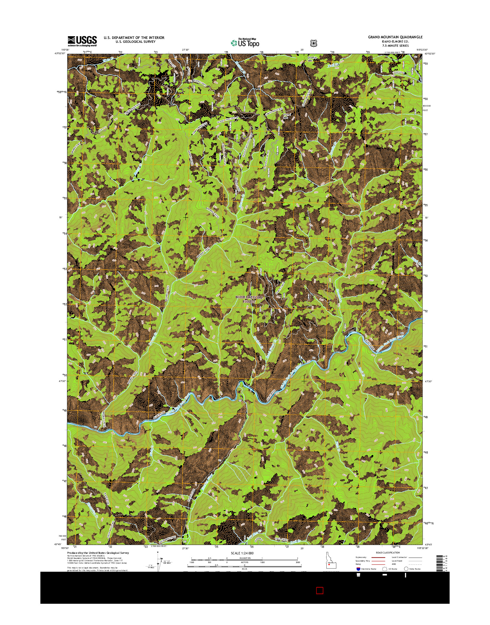 USGS US TOPO 7.5-MINUTE MAP FOR GRAND MOUNTAIN, ID 2017