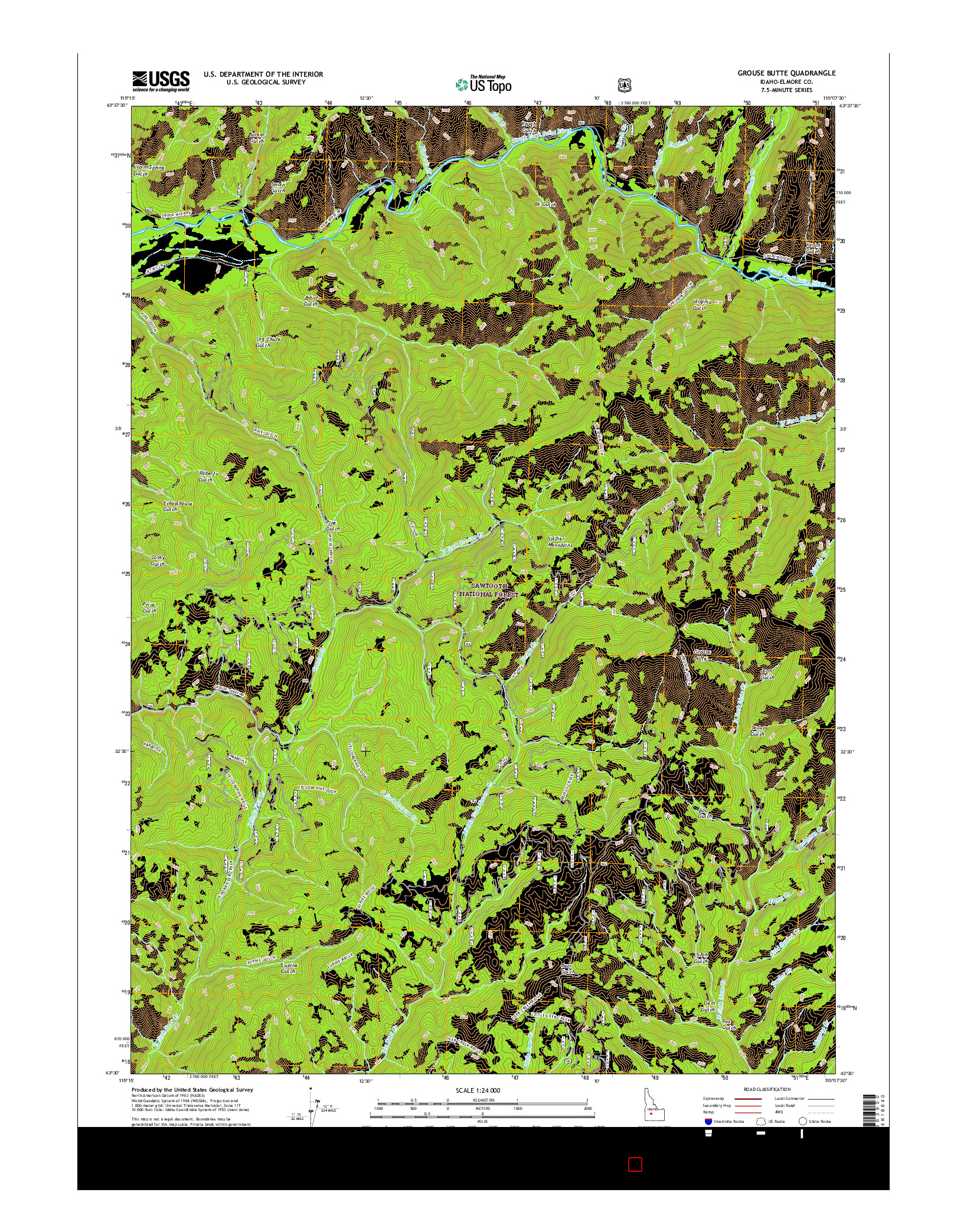 USGS US TOPO 7.5-MINUTE MAP FOR GROUSE BUTTE, ID 2017
