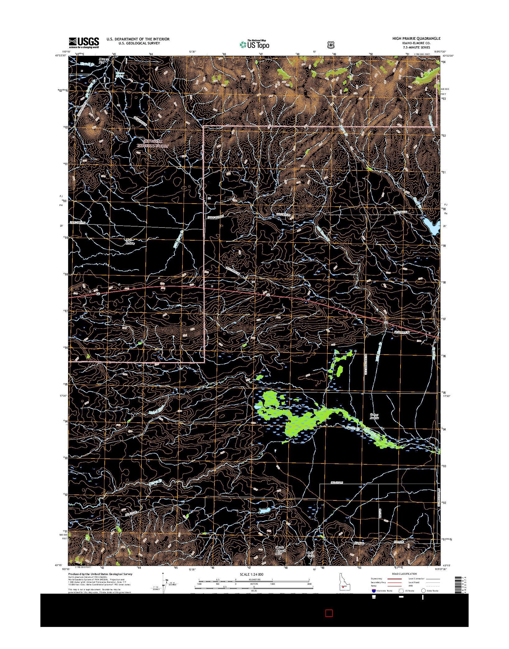 USGS US TOPO 7.5-MINUTE MAP FOR HIGH PRAIRIE, ID 2017