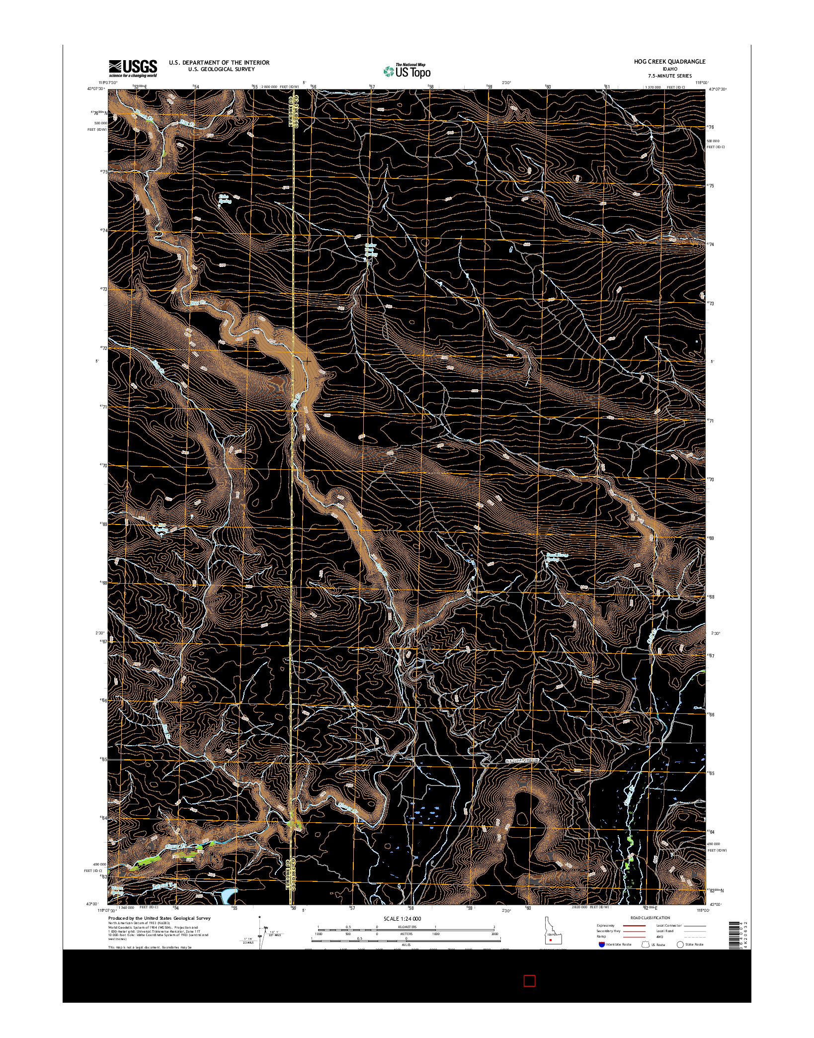 USGS US TOPO 7.5-MINUTE MAP FOR HOG CREEK, ID 2017