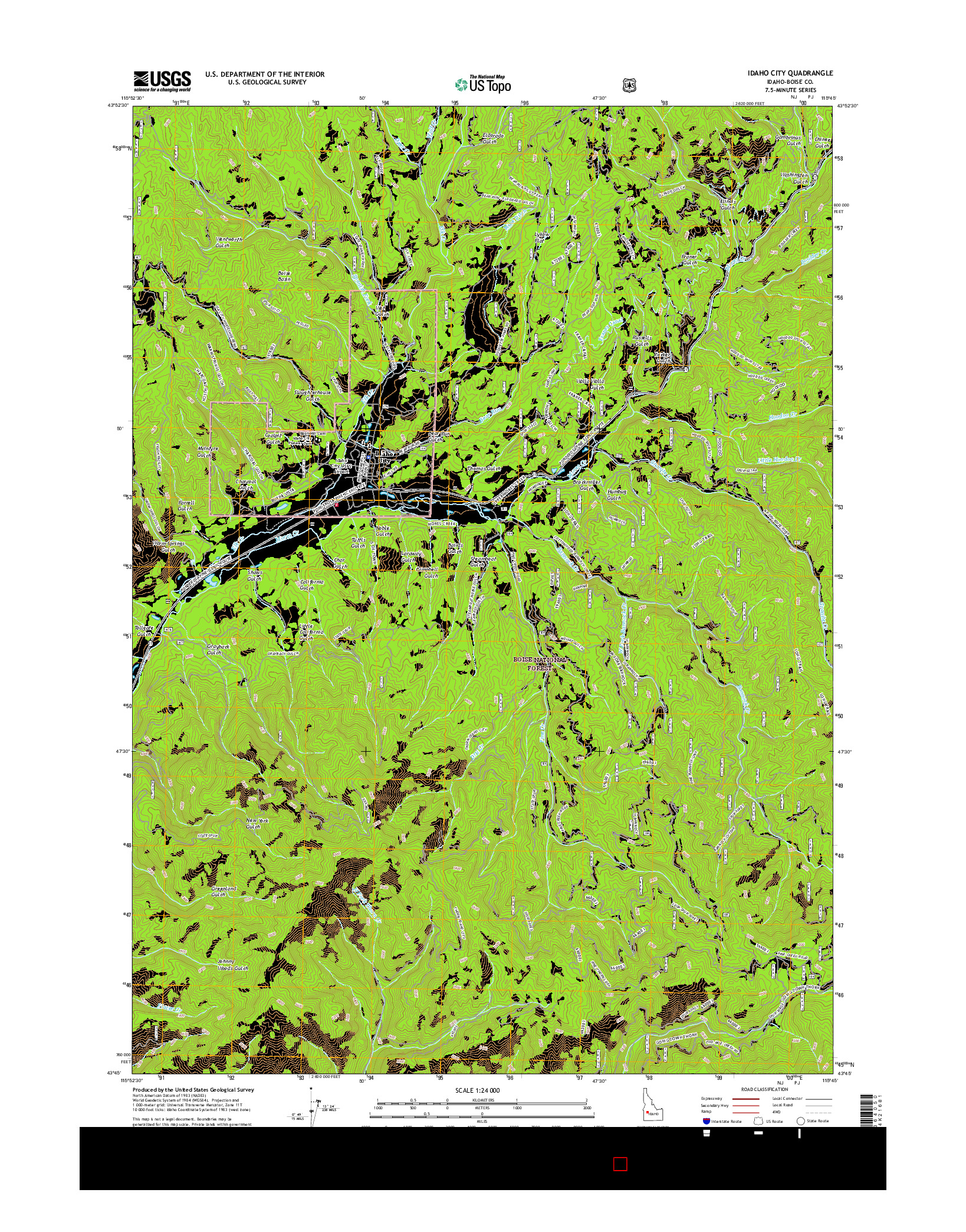 USGS US TOPO 7.5-MINUTE MAP FOR IDAHO CITY, ID 2017