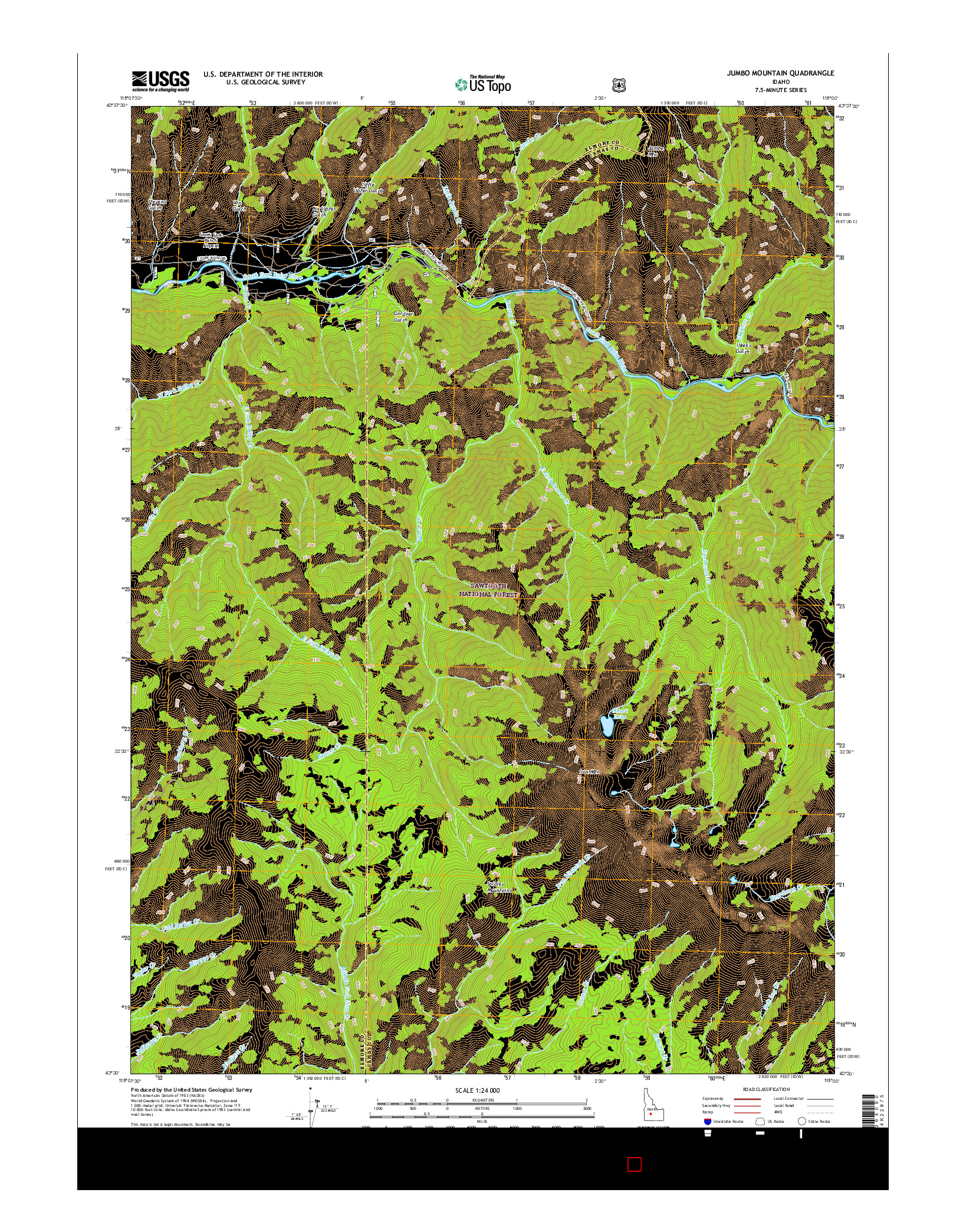 USGS US TOPO 7.5-MINUTE MAP FOR JUMBO MOUNTAIN, ID 2017