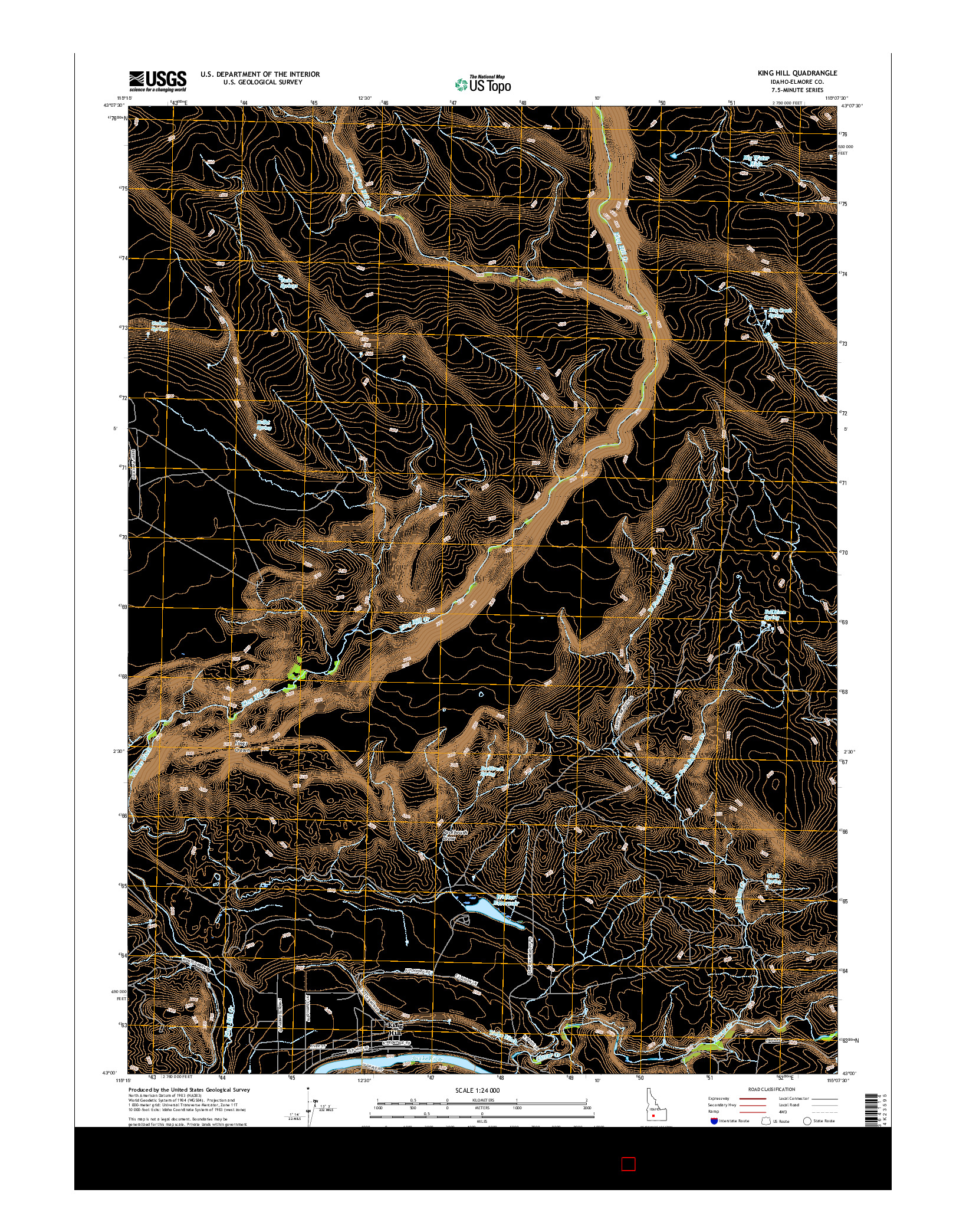 USGS US TOPO 7.5-MINUTE MAP FOR KING HILL, ID 2017