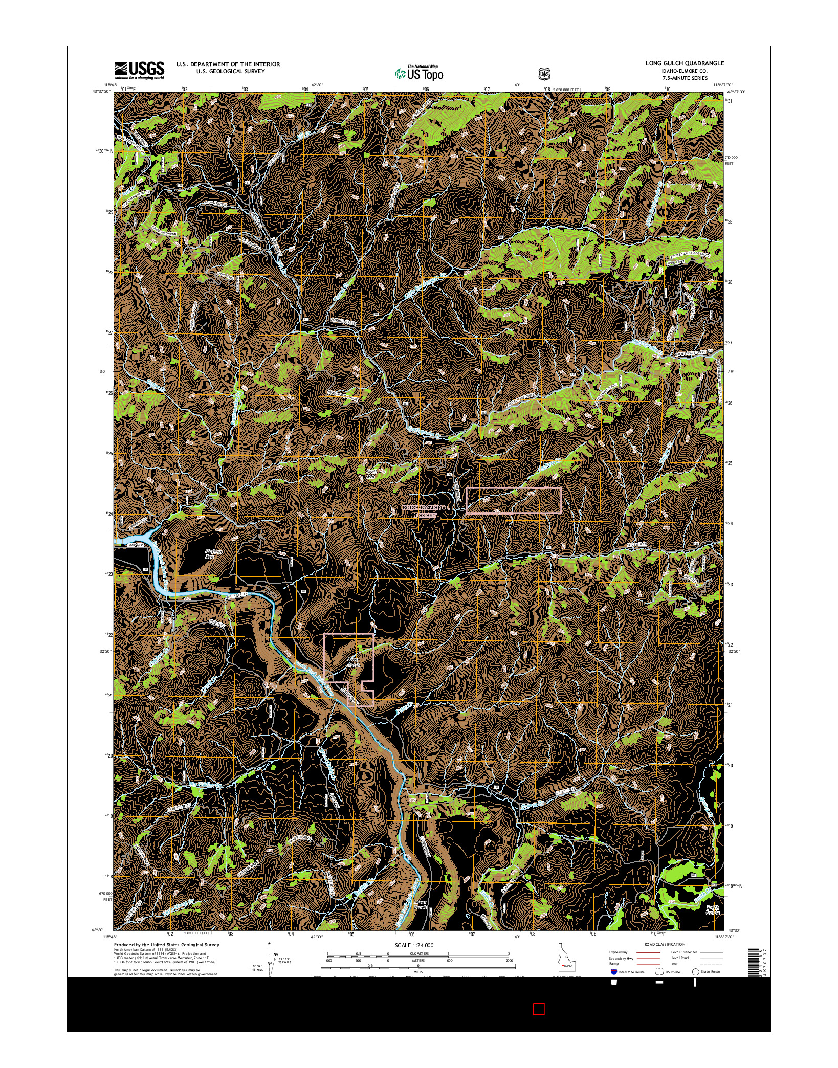 USGS US TOPO 7.5-MINUTE MAP FOR LONG GULCH, ID 2017