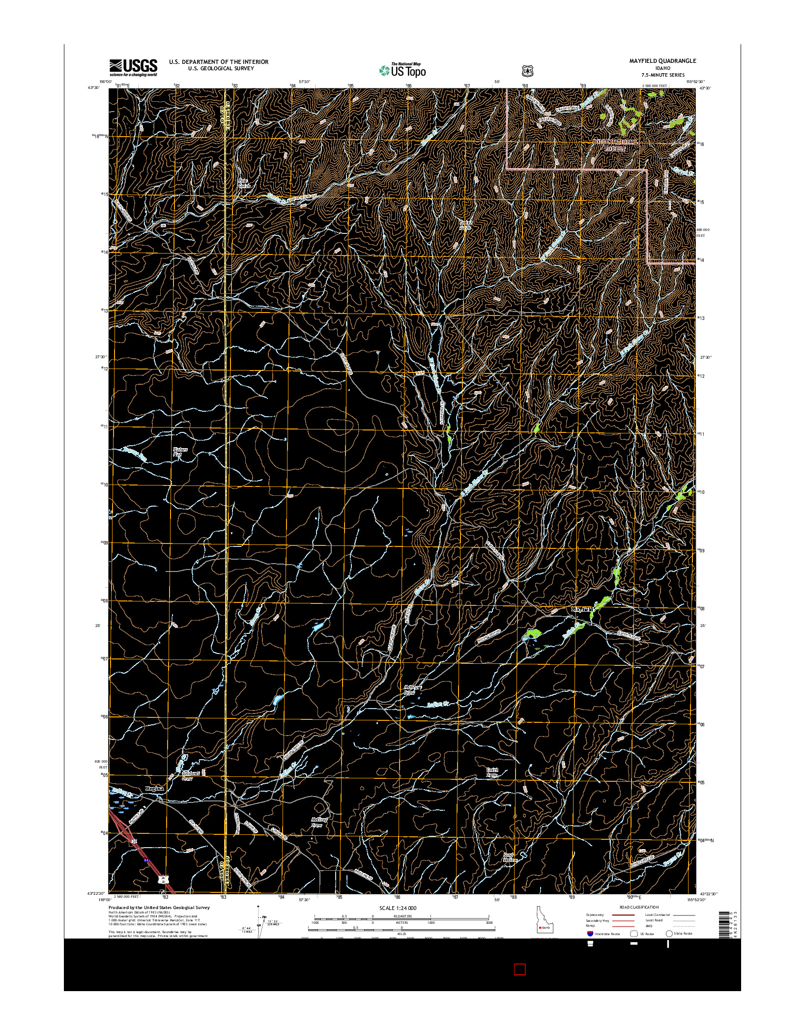 USGS US TOPO 7.5-MINUTE MAP FOR MAYFIELD, ID 2017