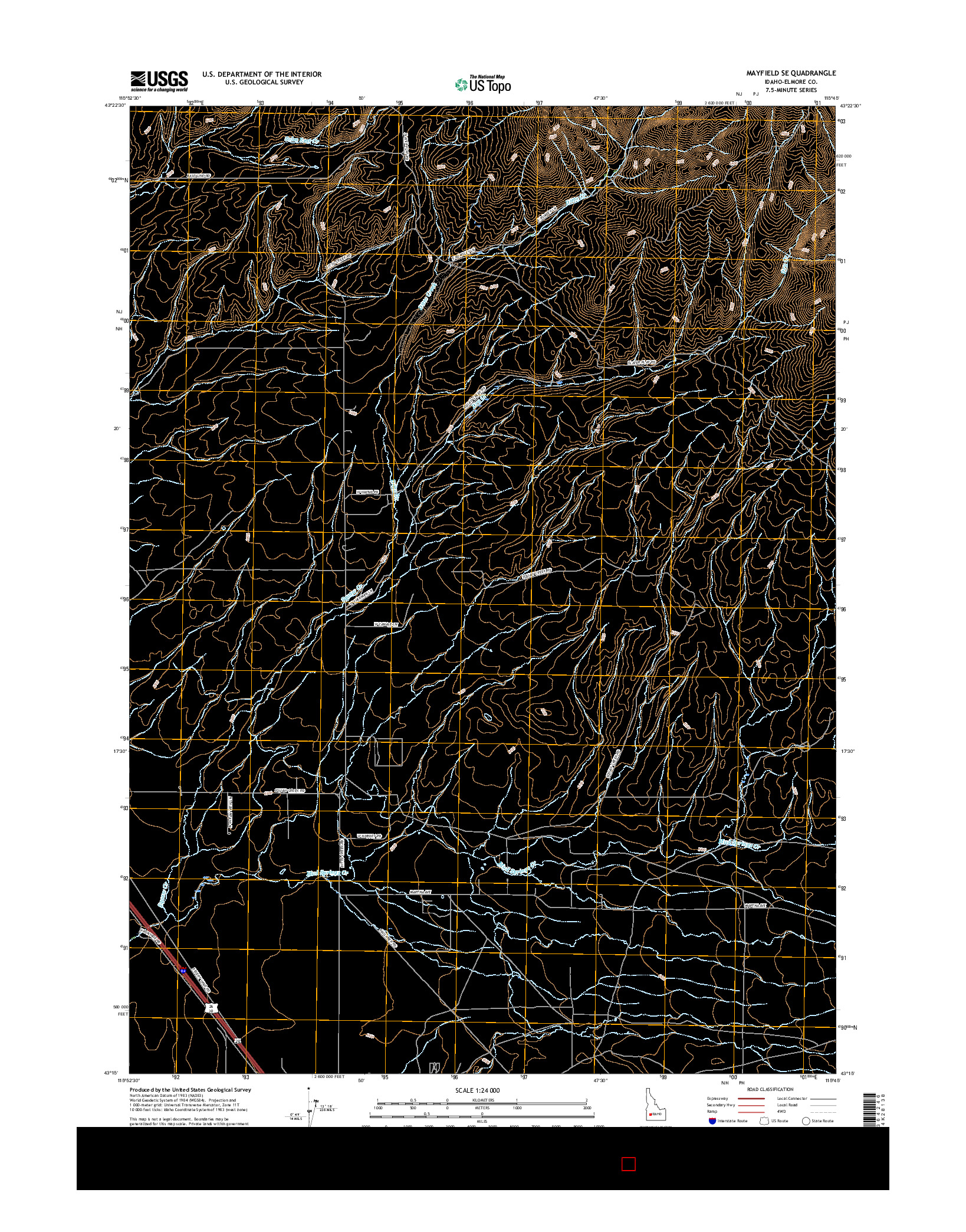 USGS US TOPO 7.5-MINUTE MAP FOR MAYFIELD SE, ID 2017