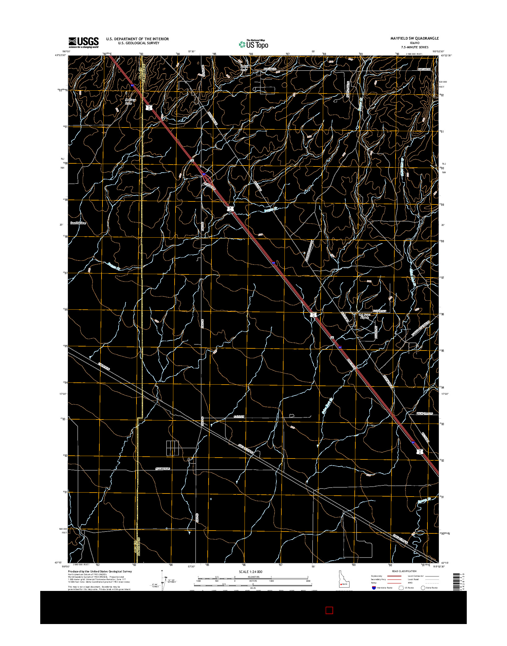 USGS US TOPO 7.5-MINUTE MAP FOR MAYFIELD SW, ID 2017