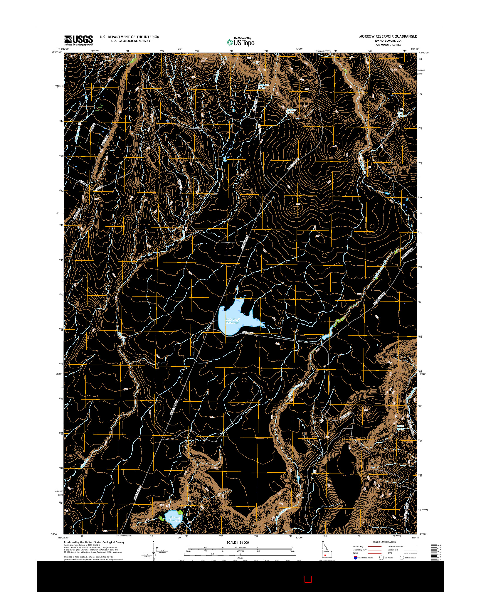 USGS US TOPO 7.5-MINUTE MAP FOR MORROW RESERVOIR, ID 2017